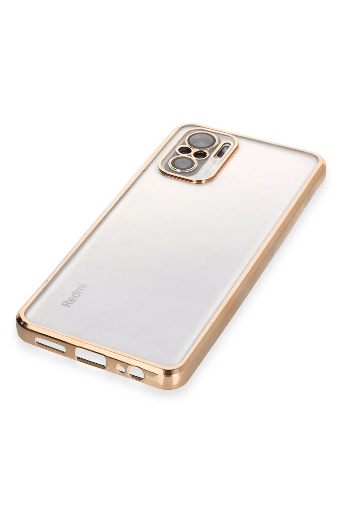 NewFace Xiaomi Redmi Note 10 Kılıf Lensli Silikon - Gold YKTSN