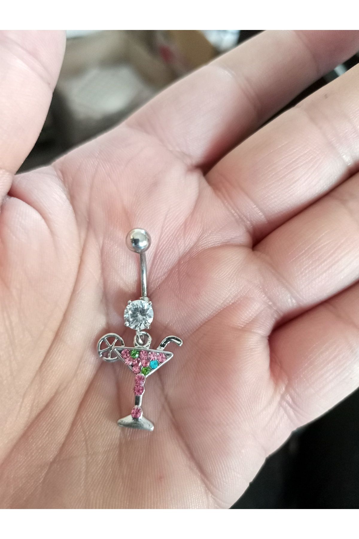 BUĞLEM Göbek Piercing Cerrahi Çelik 316L Gümüş Renk Paslanmaz Kararmaz