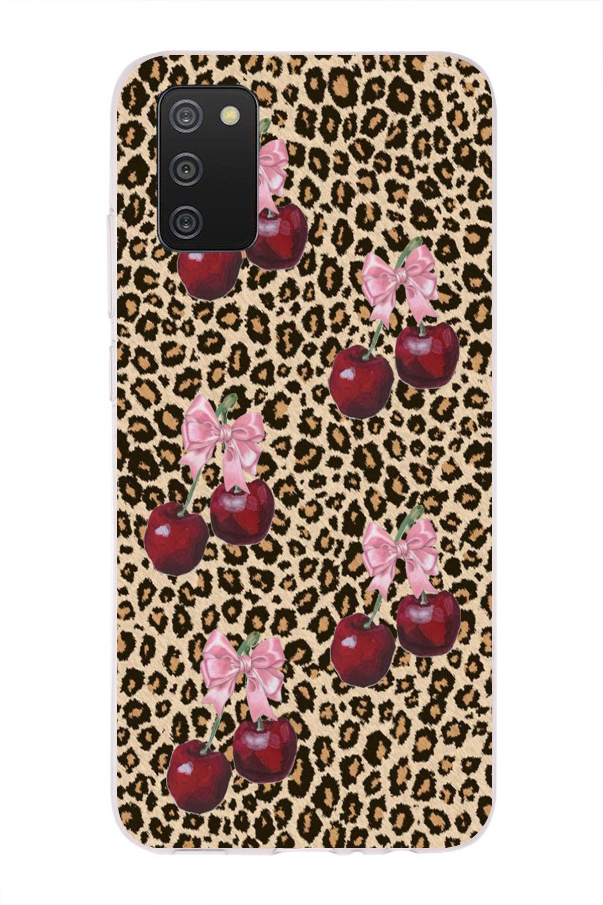 moonset Samsung Galaxy A02S Uyumlu Leopar ve Fiyonk Tasarımlı Baskılı Şeffaf Telefon Kılıfı