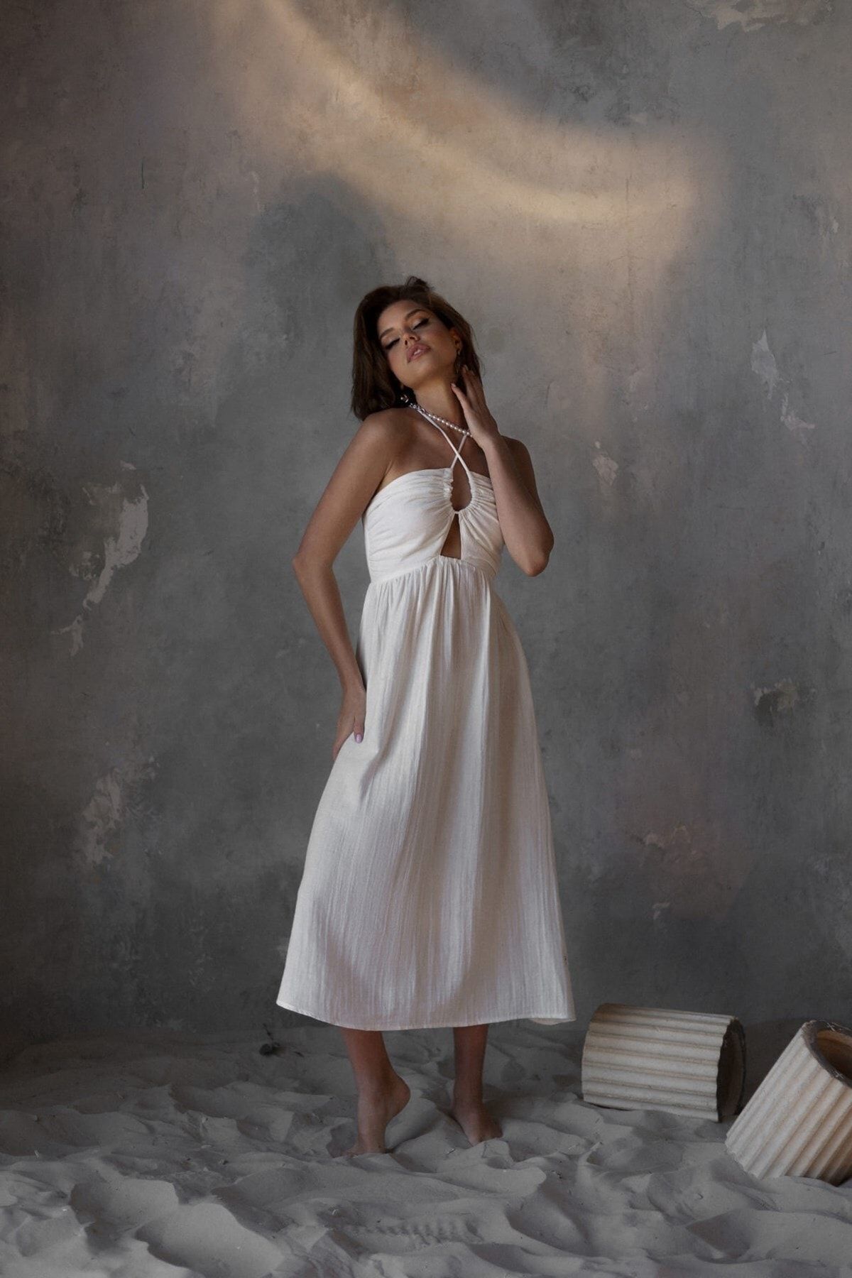 BOHEMAİ-Rochie albă de muselină Mykonos 2