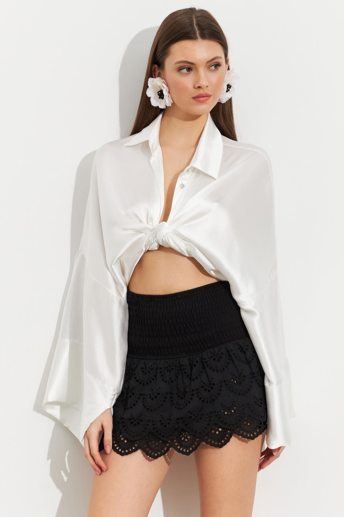 Cool & Sexy Kadın Siyah Nakışlı Mini Etek ZH111