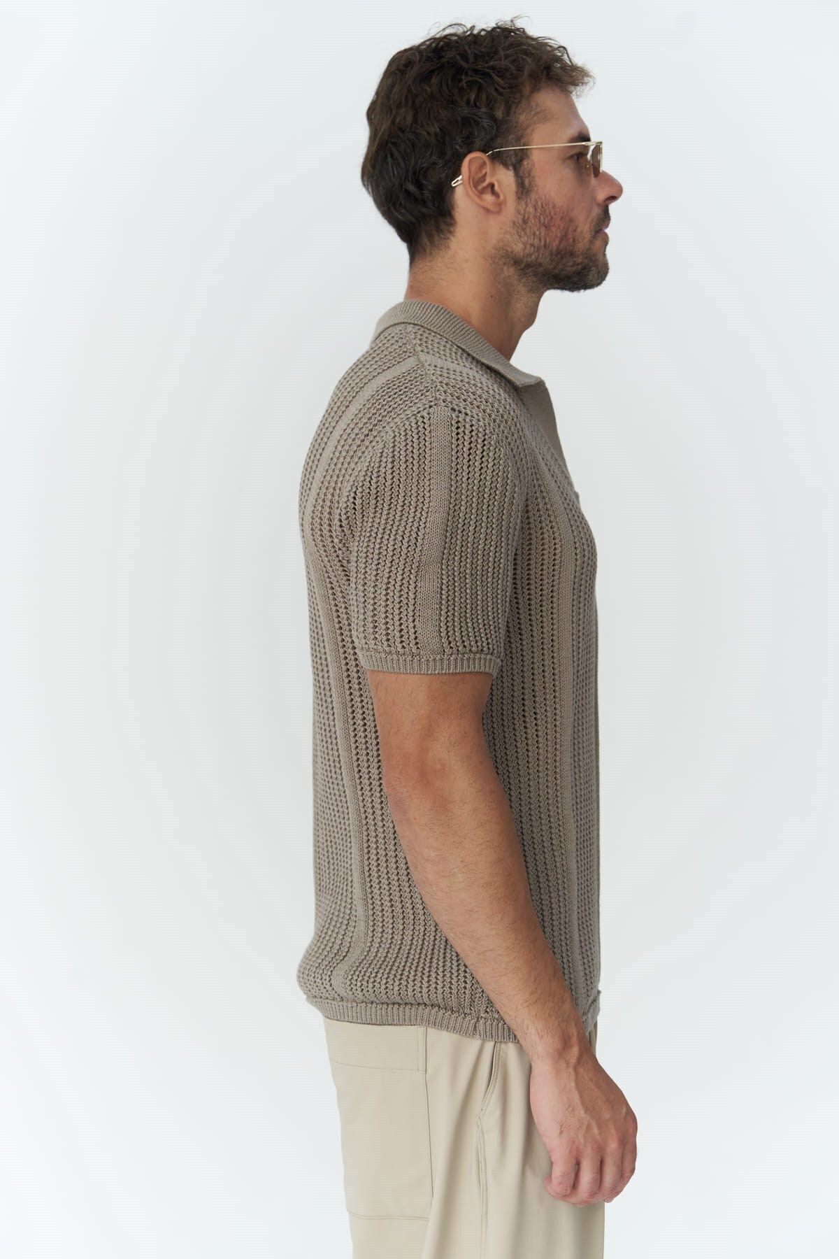 BOHEMAİ-Looke Men's Line Detail Mink Knitwear T-Shirt 3