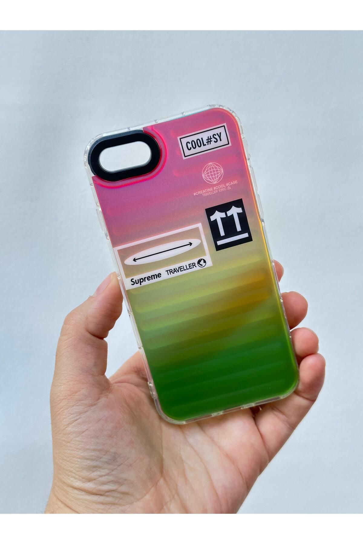 Vip Case İPHONE 7 Hologramlı Renk Değiştiren Kamera Çıkıntılı Trend Marka Tasarım Label Kılıf