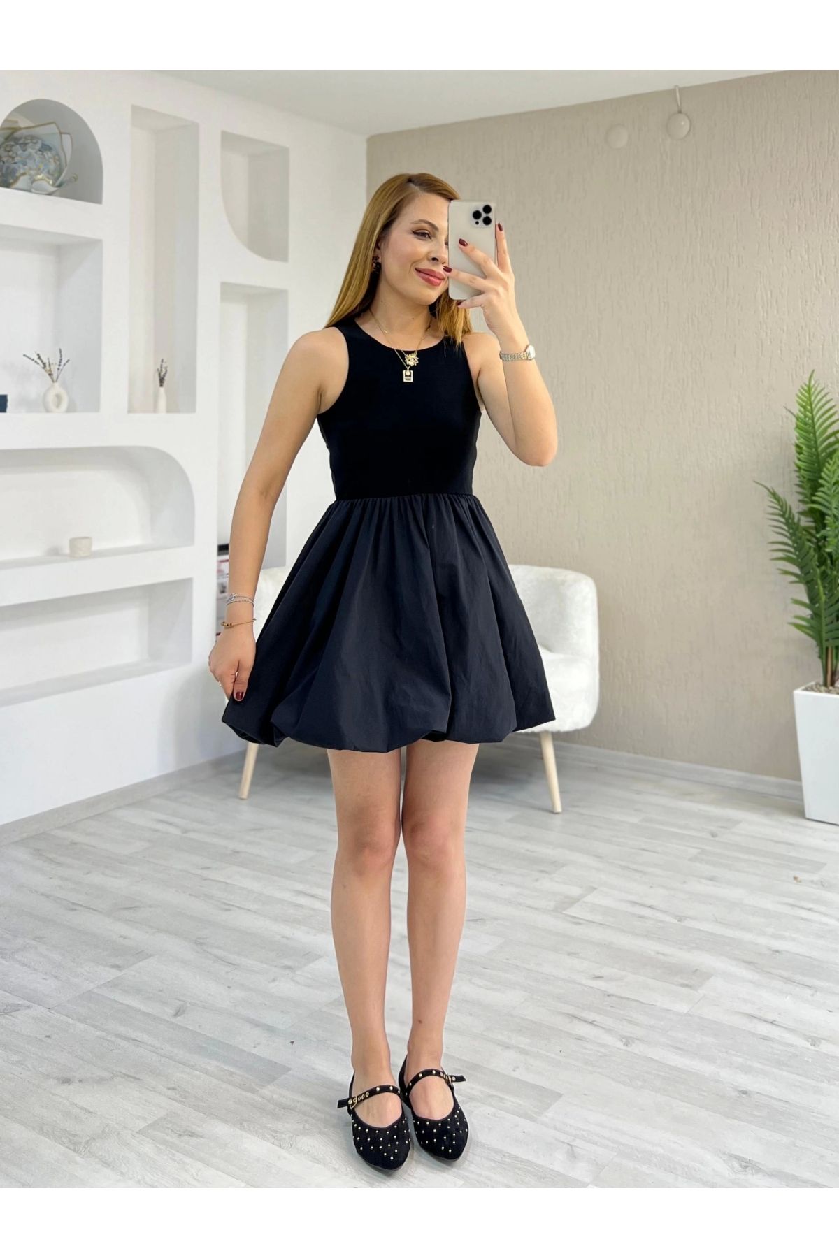 İrka Moda Eteği Balon Elbise Siyah
