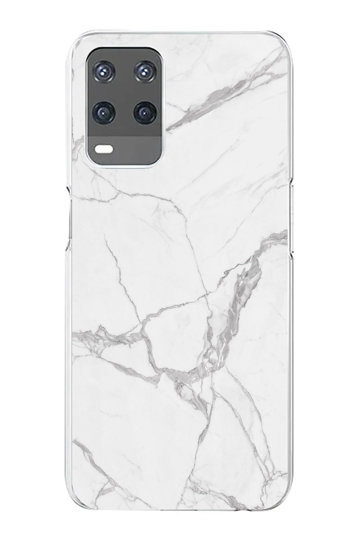 TechTree Oppo A54 Uyumlu Gri Mermer Şeffaf Silikon Kılıf
