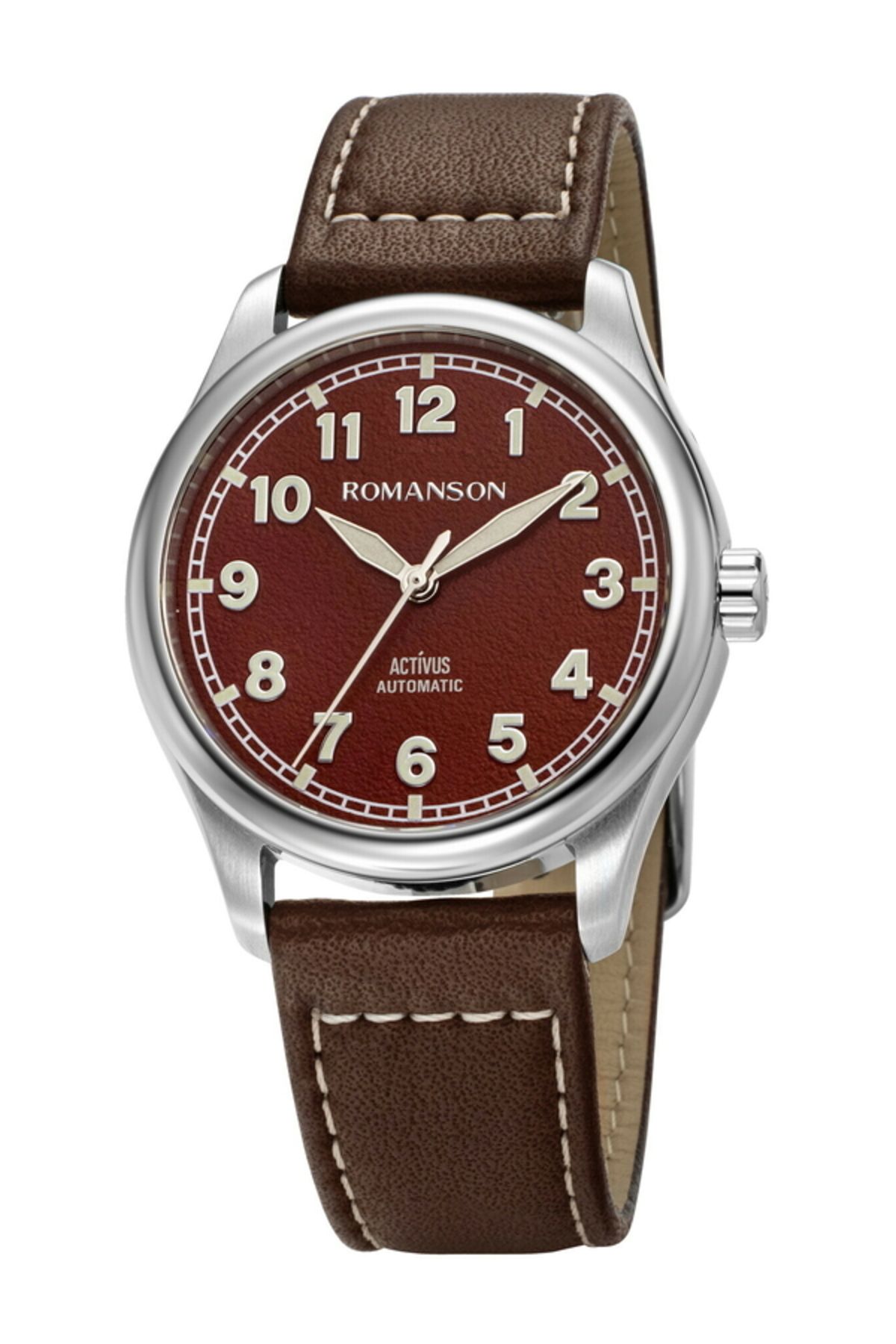 Romanson ALRM5BS015NWAG2W SAFİR CAM SWISS QUARTZ ÇELİK KASA DERİ KORDON TAKVİMLİ ERKEK KOL SAATİ