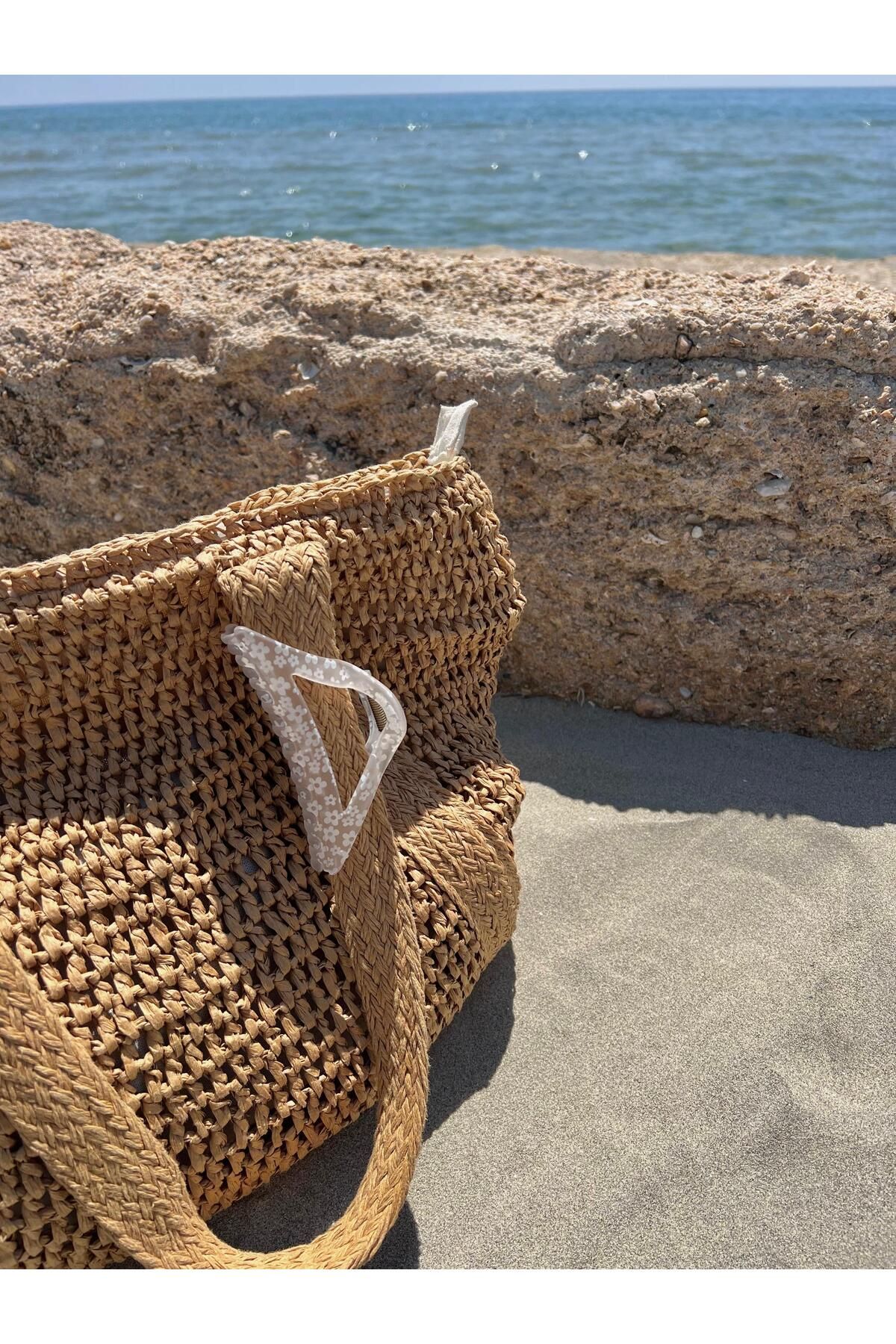 rimeaccessories Çiçekli Büyük Mat Beyaz Mandal Toka