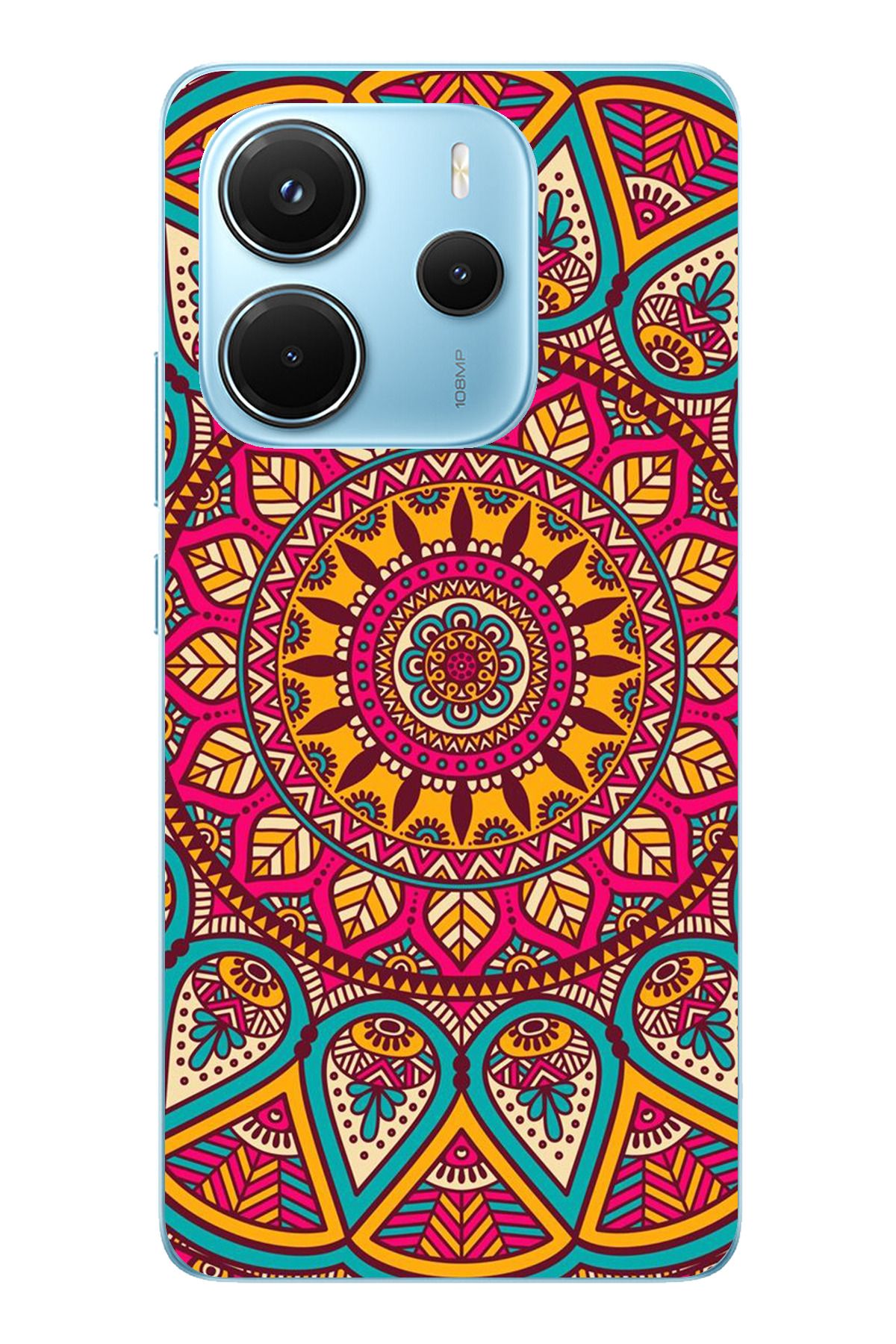 TechTree Redmi Note 14 4G Uyumlu Mandala Şeffaf Silikon Kılıf