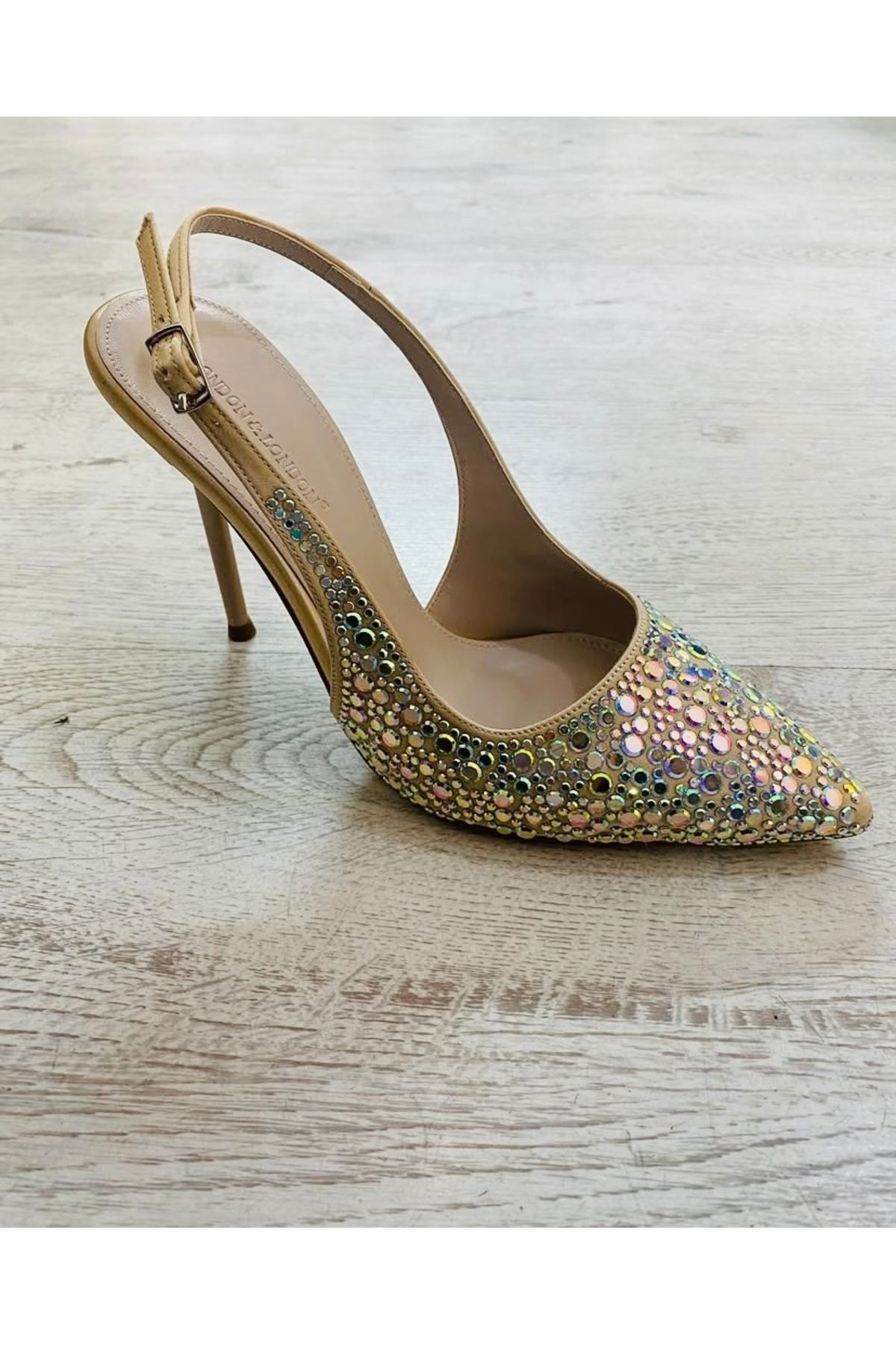 GMG PLUS Gold Hologram Taşlı Stiletto