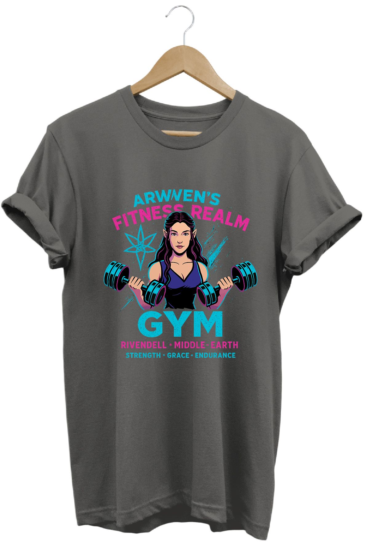 remonz Arwen Gym LOTR Regular Fit %100 Pamuk Yumuşak Dokulu Bisiklet Yaka Tişört
