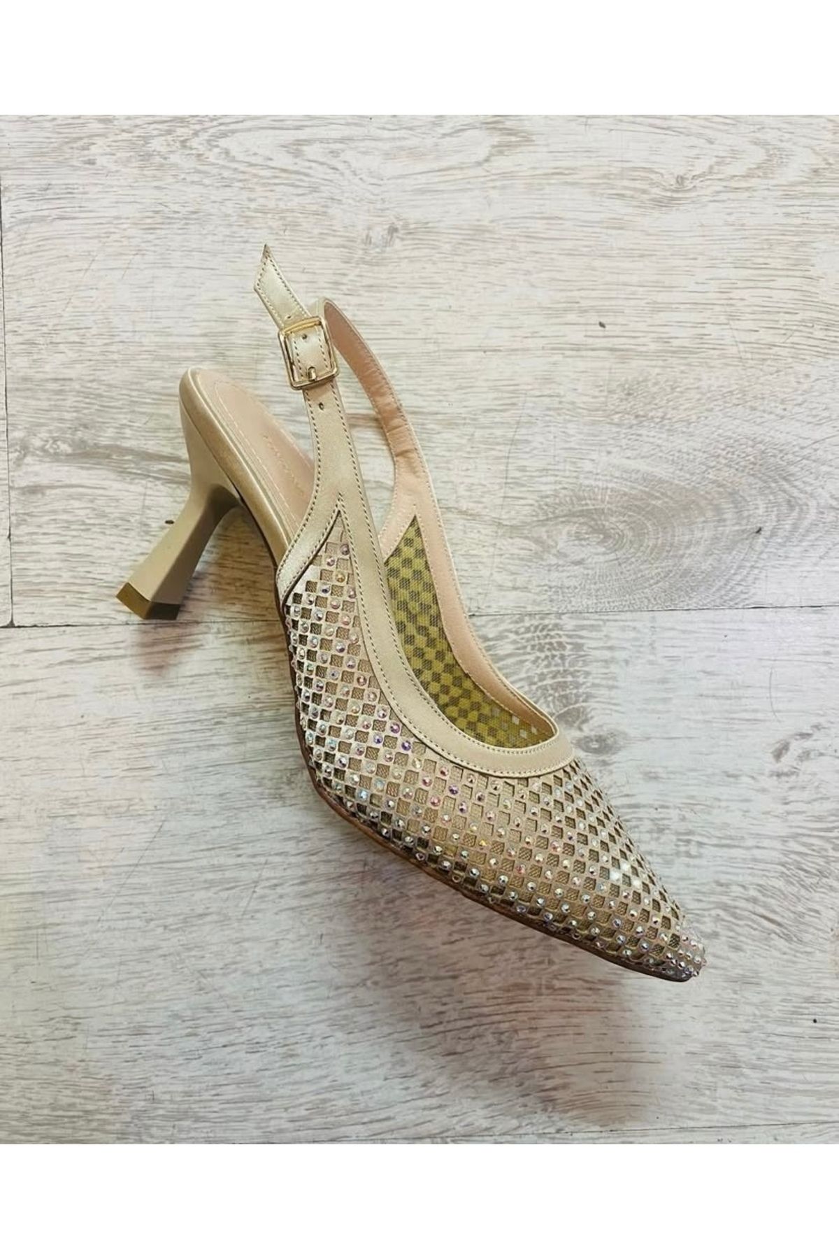 GMG PLUS Gold Taşlı File Stiletto