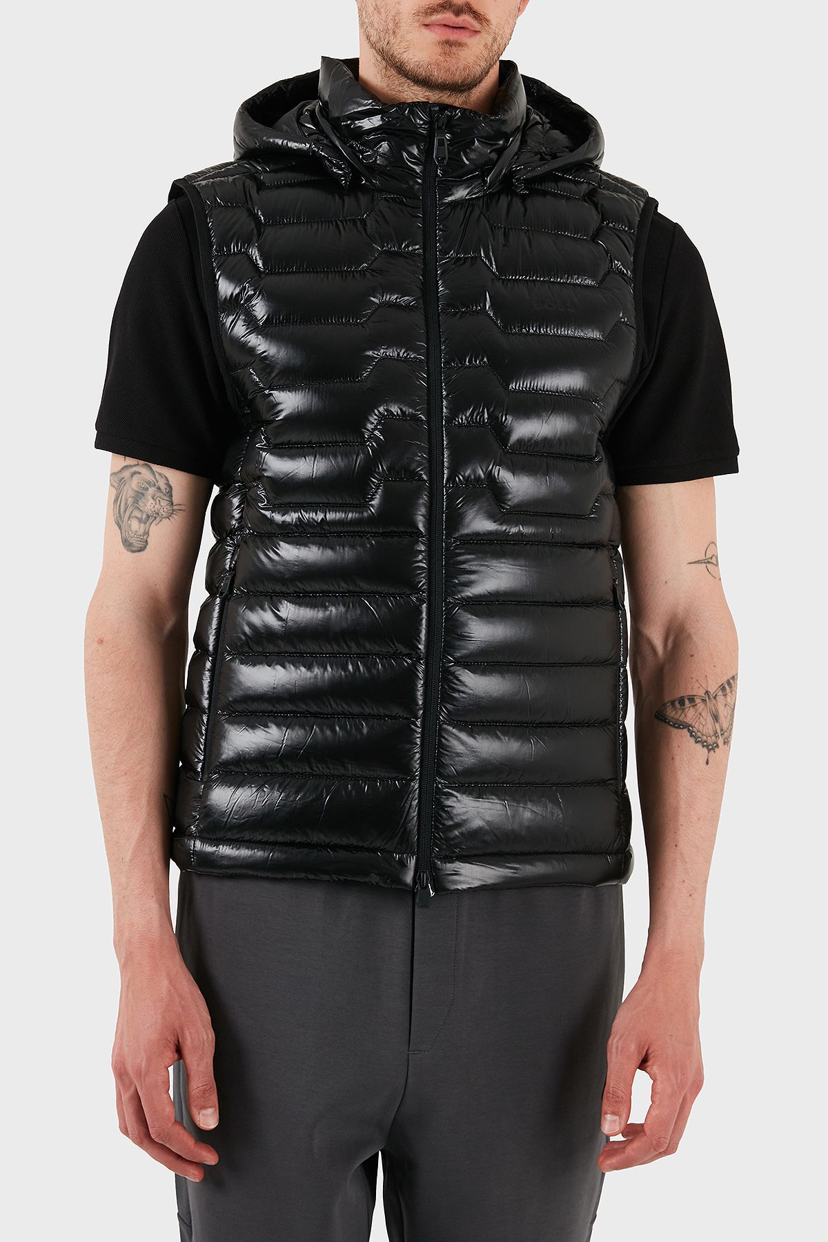 BOSS Su İtici Regular Fit Kuş Tüyü Dolgulu Çıkarılabilir Kapüşonlu Şişme Yelek Erkek YELEK 50529691
