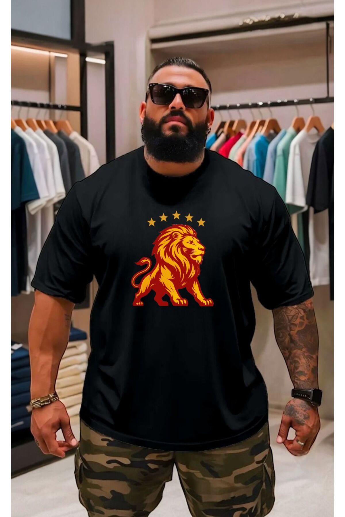 DM DOLCE MORE ŞAMPİYON ASLAN BASKILI UNİSEX TİŞÖRT