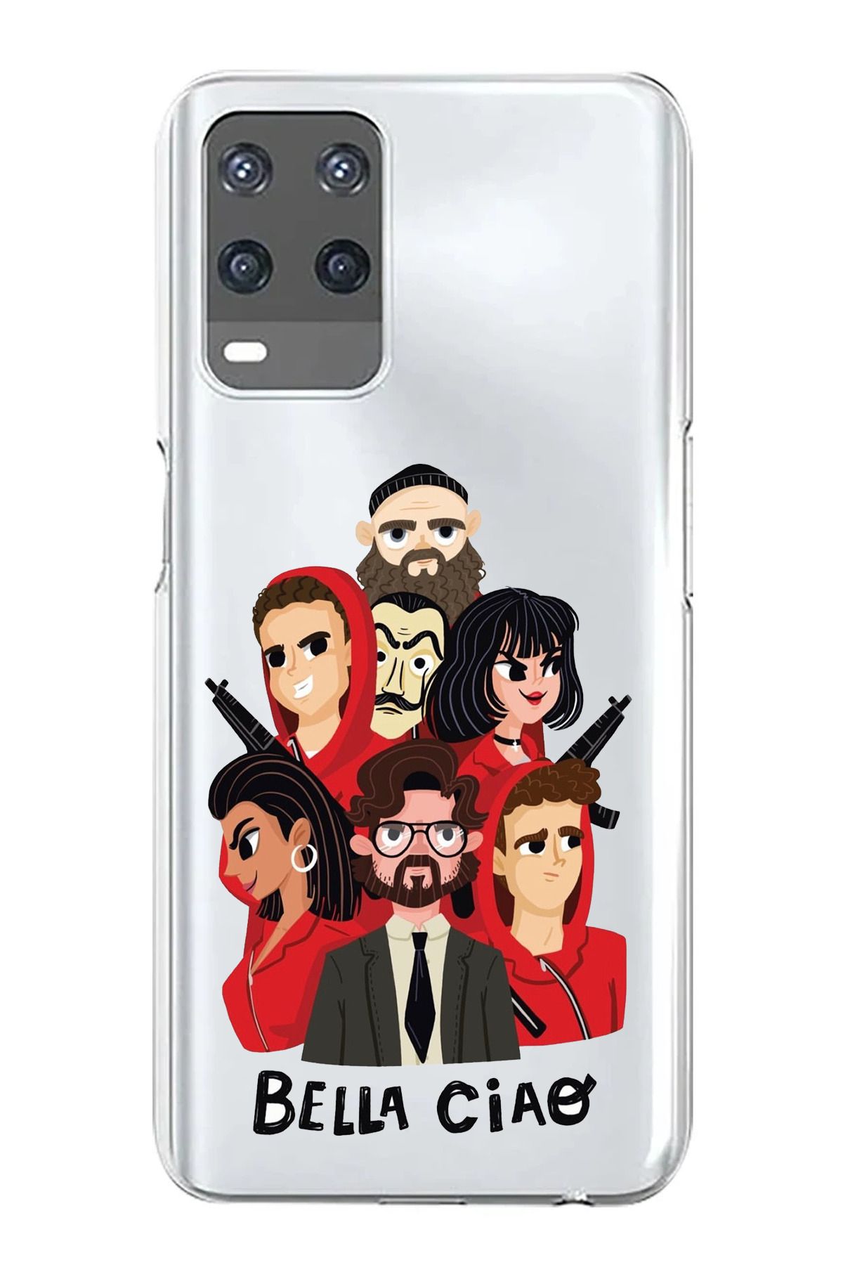 TechTree Oppo A54 Uyumlu Bella Ciao Tasarımlı Şeffaf Silikon Kılıf