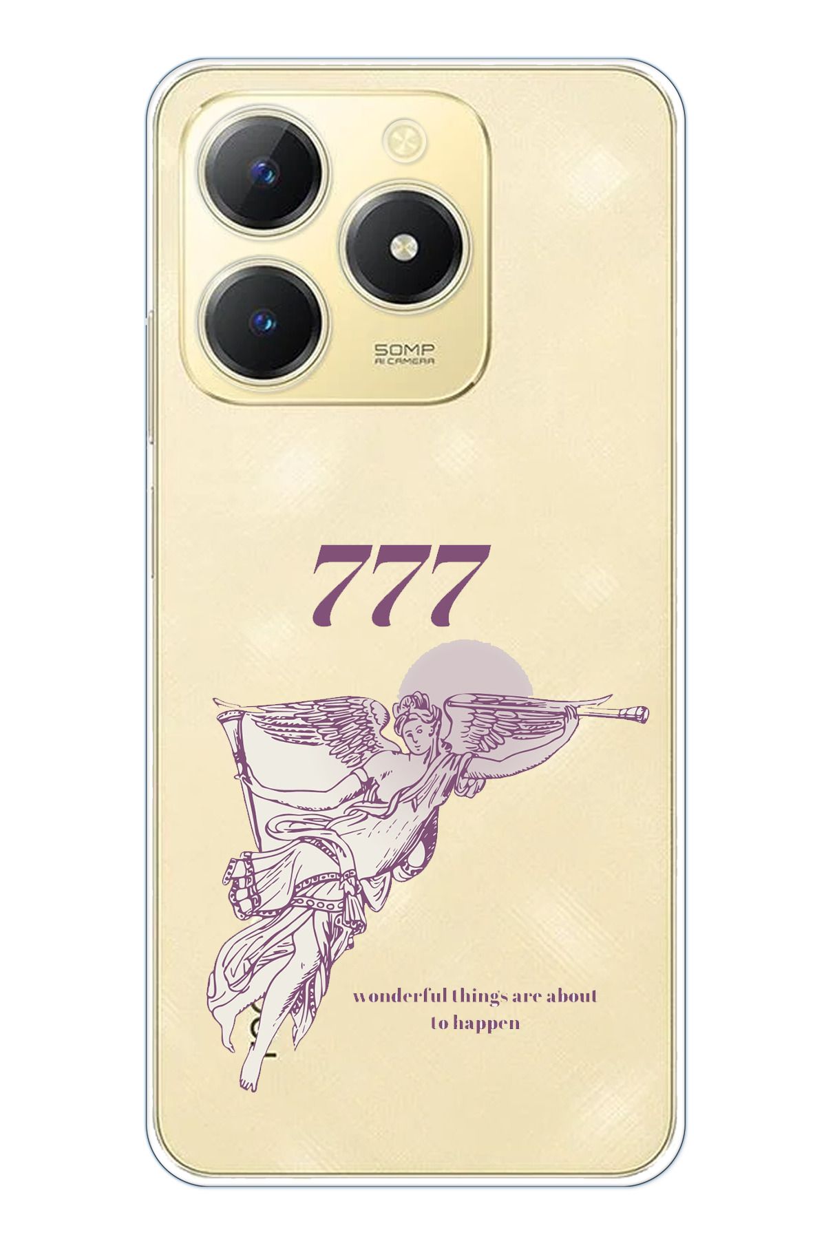TechTree Realme C61 Uyumlu 777 Melek Tasarımlı Şeffaf Silikon Kılıf