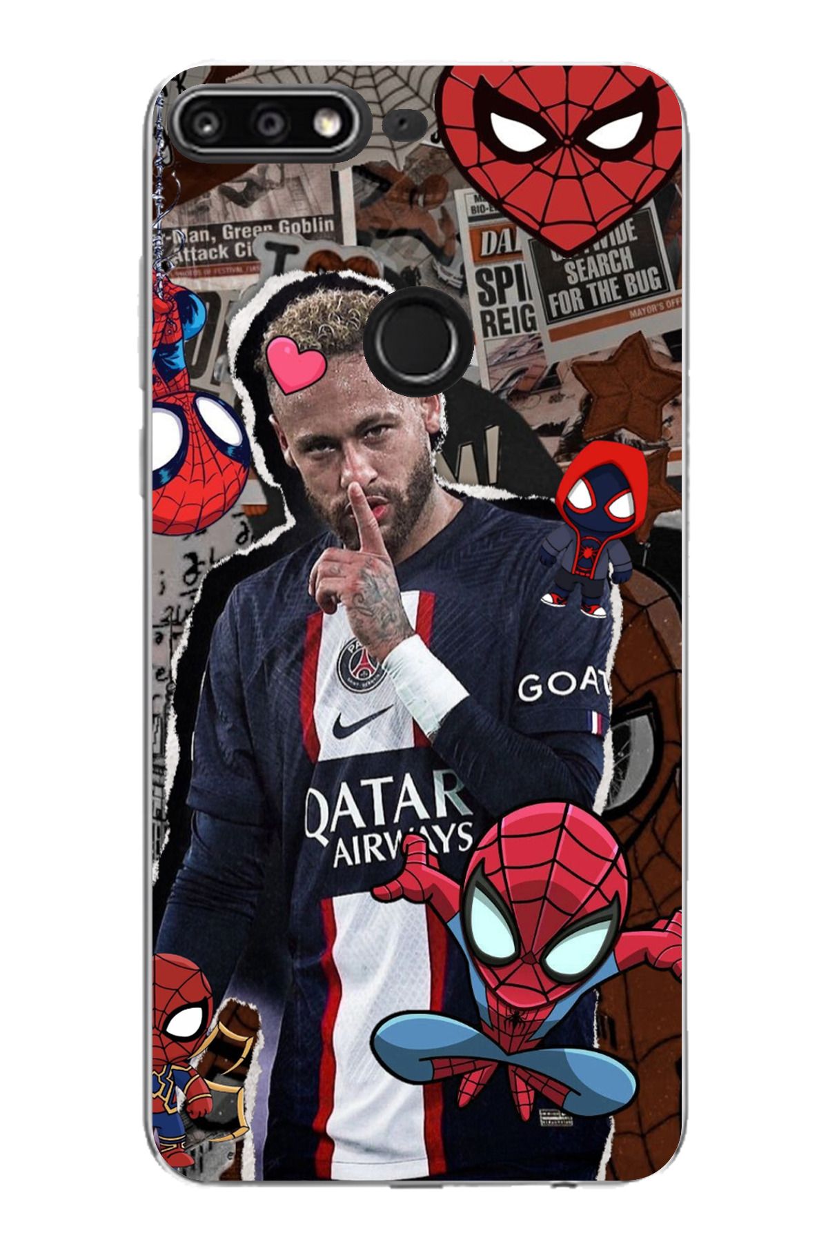 TechTree Huawei Y7 2018 - Honor 7C Uyumlu Neymar PSG Şeffaf Silikon Kılıf