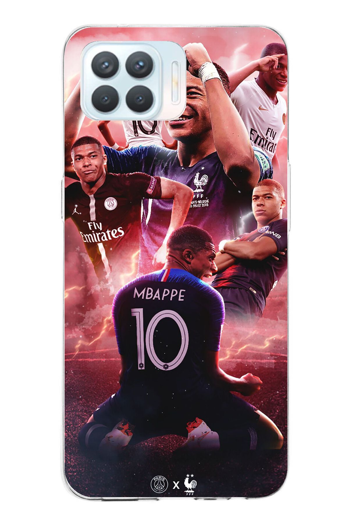TechTree Oppo Reno 4 Lite Uyumlu Mbappe Sevinçler Şeffaf Silikon Kılıf