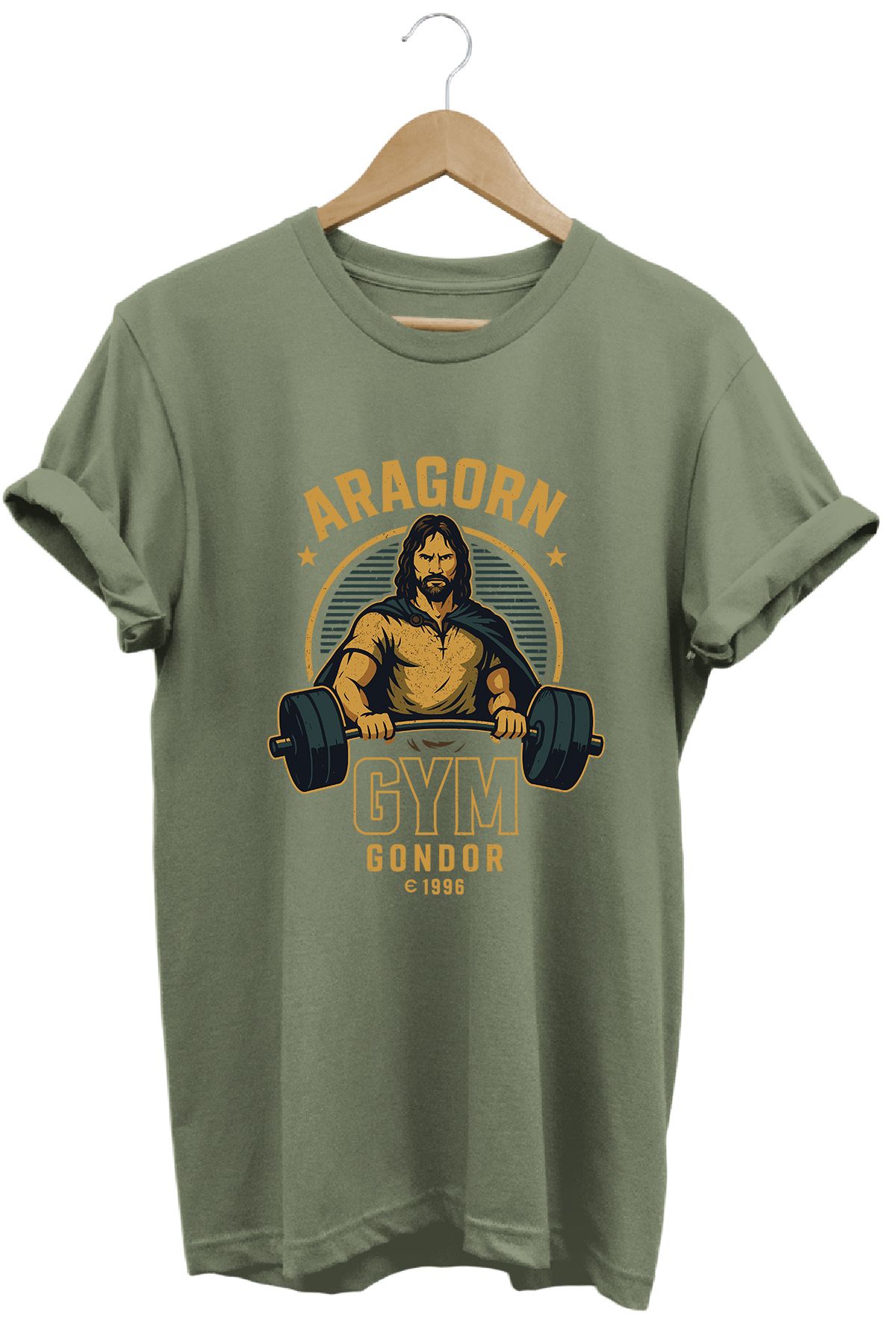 remonz Aragorn Gym LOTR Regular Fit %100 Pamuk Yumuşak Dokulu Bisiklet Yaka Tişört