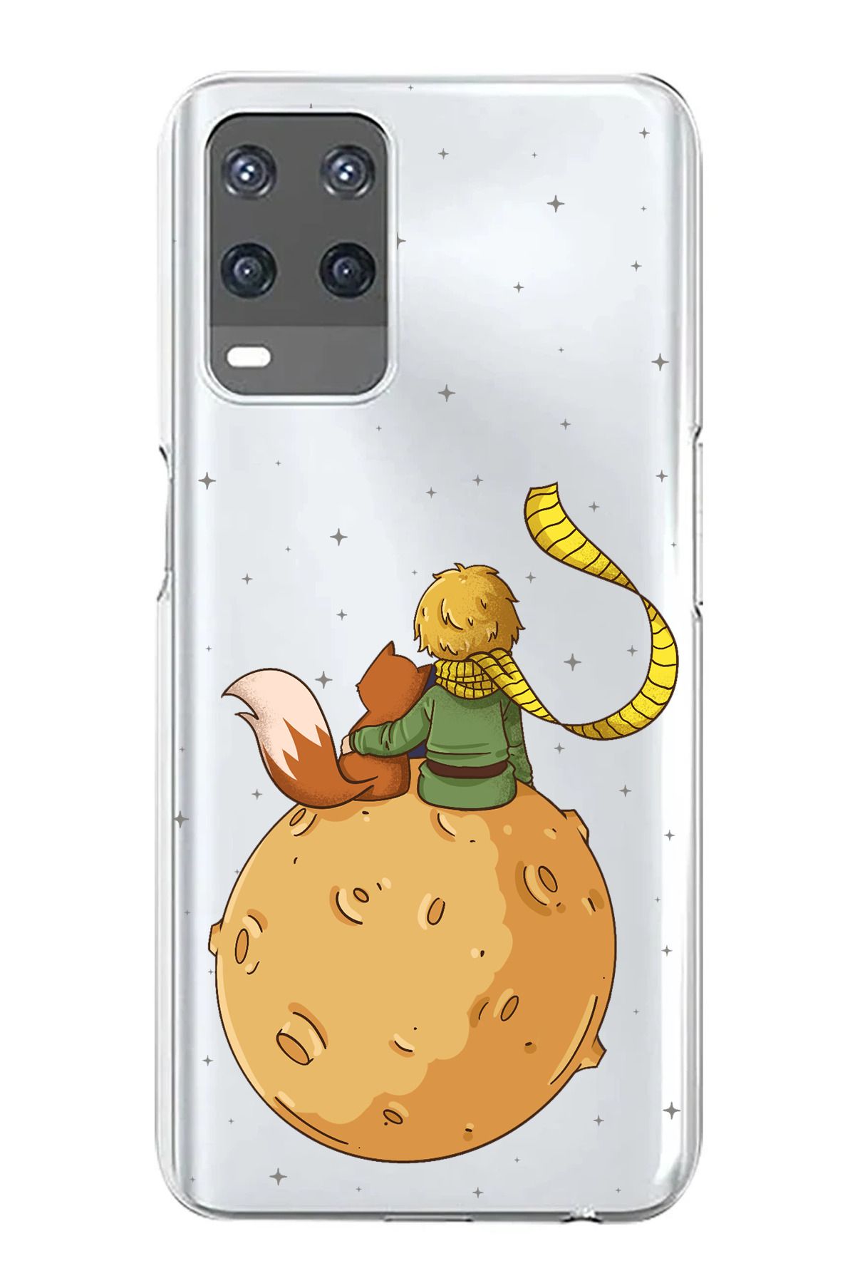 TechTree Oppo A54 Uyumlu Küçük Prens Gezegen Boa Tasarımlı Şeffaf Silikon Kılıf