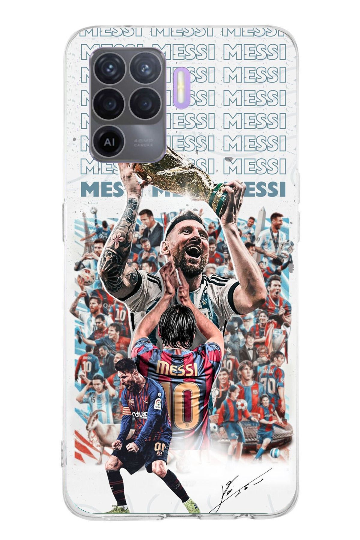 TechTree Oppo Reno 5 Lite Uyumlu Messi Dünya Kupası Şeffaf Silikon Kılıf
