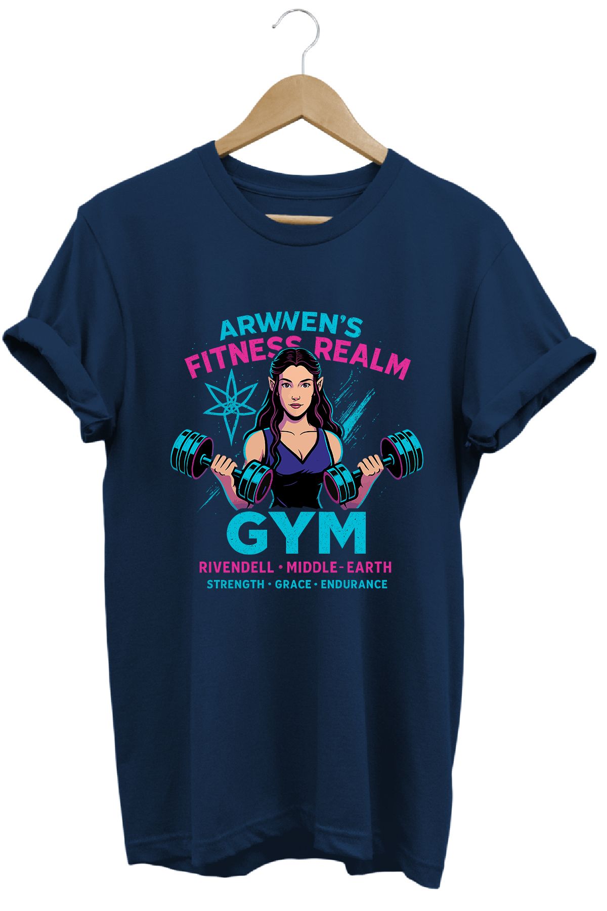 remonz Arwen Gym LOTR Regular Fit %100 Pamuk Yumuşak Dokulu Bisiklet Yaka Tişört