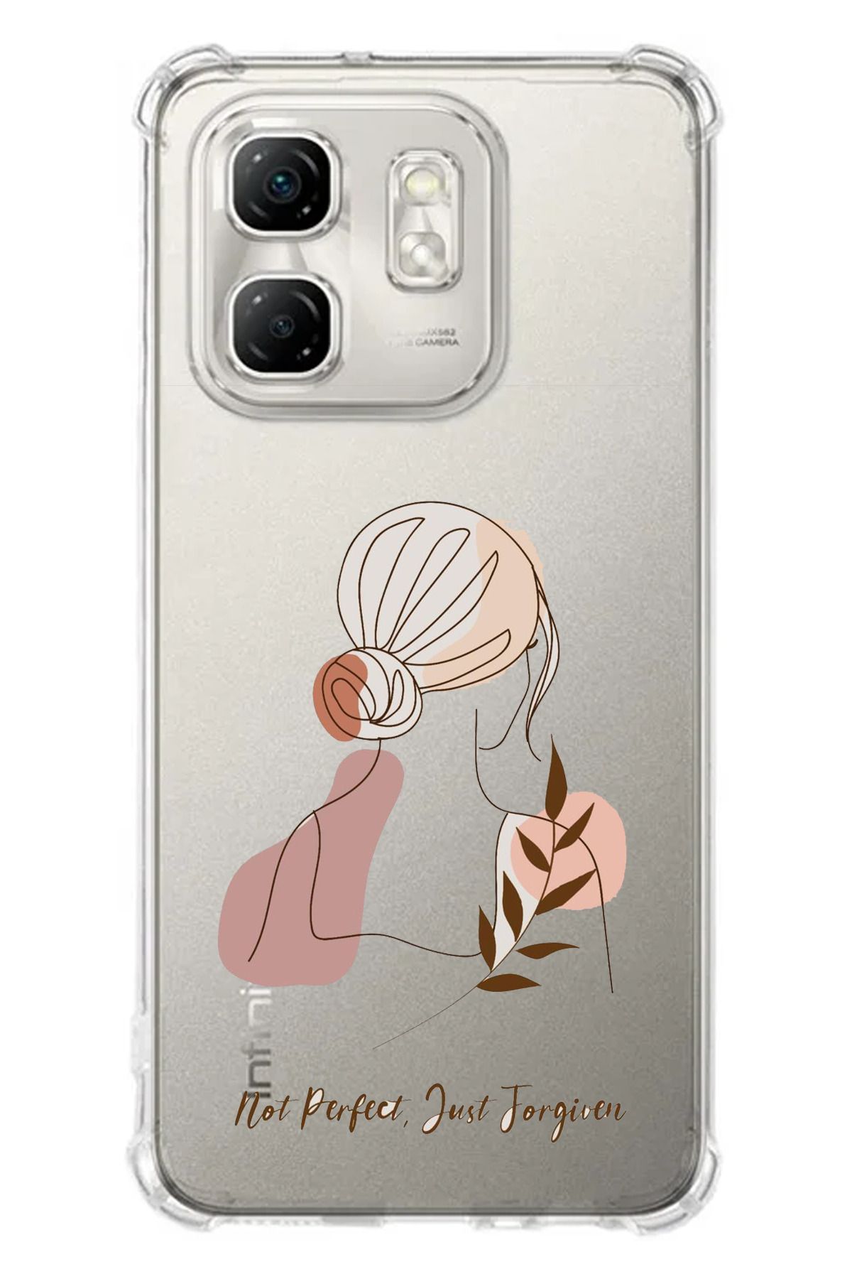 TechTree Infinix Hot 50i - Smart 9 Uyumlu Not Perfect Just Forgiven Tasarımlı Şeffaf Silikon Kılıf