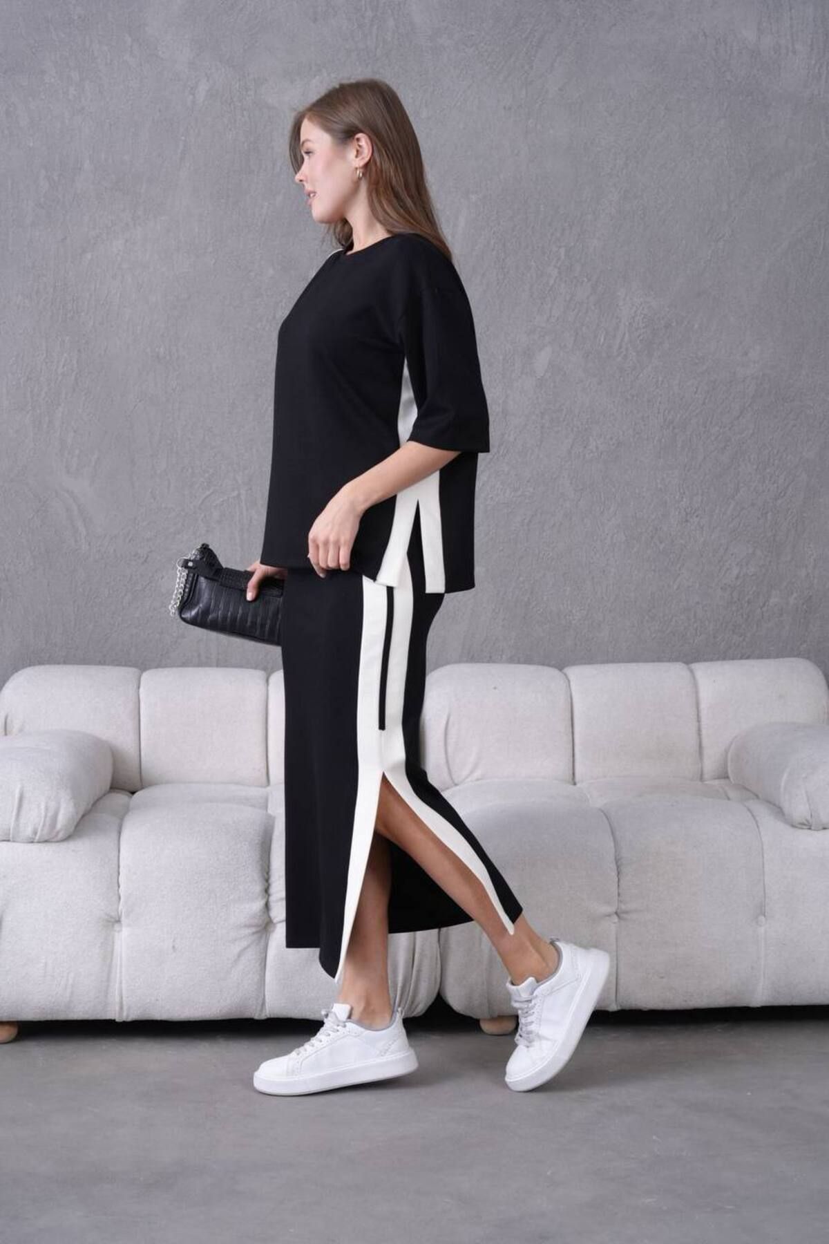 Castivo Fashion Kadın Yan Şerit Detaylı Yırtmaçlı İkili Spor Takım