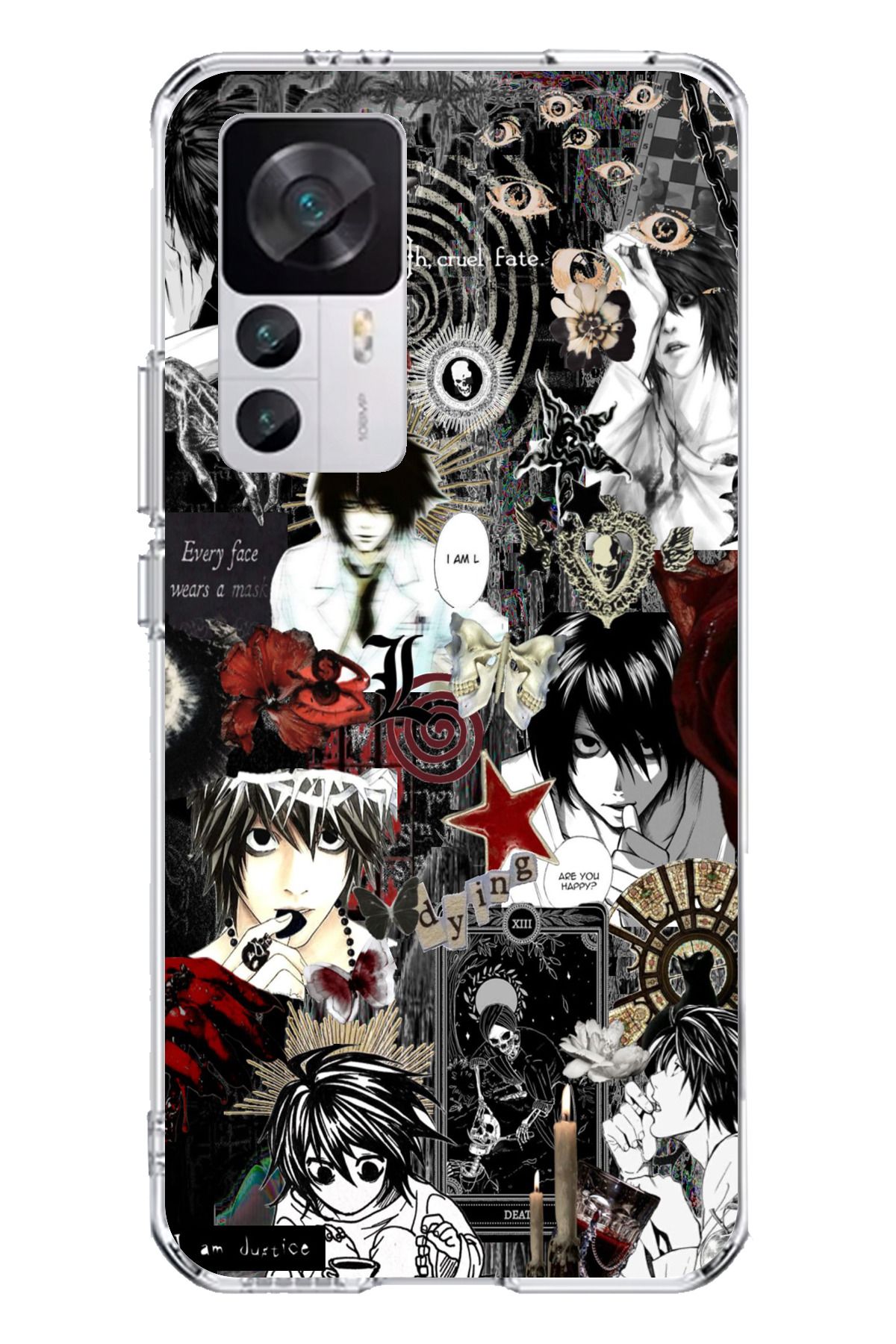 TechTree Xiaomi Mi 12T - 12T PRO Uyumlu Death Note Kolaj Tasarımlı Şeffaf Silikon Kılıf