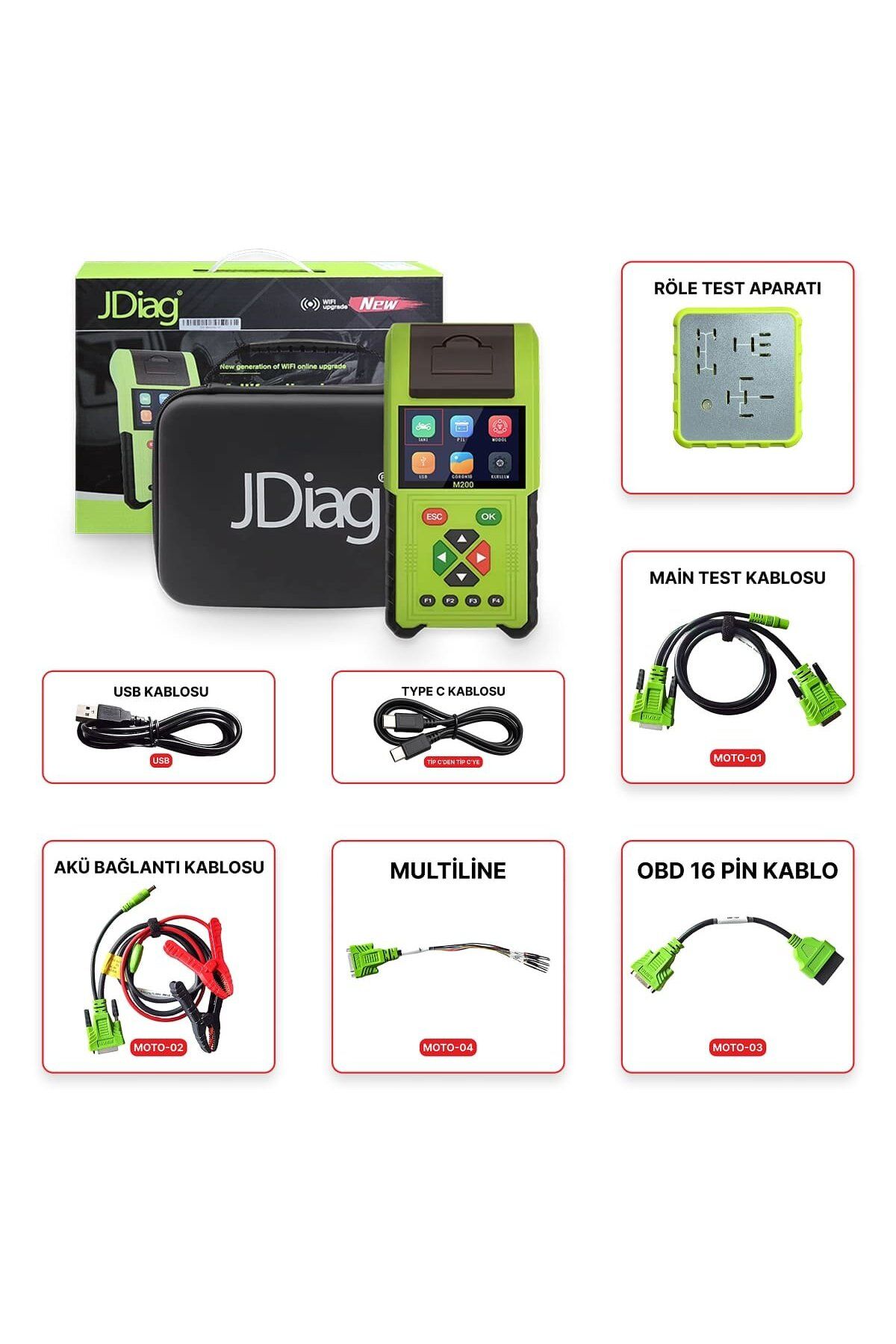 Jdiag M200 Motosiklet Arıza Tespit Cihazı - 6 Kablolu OBD Versiyon