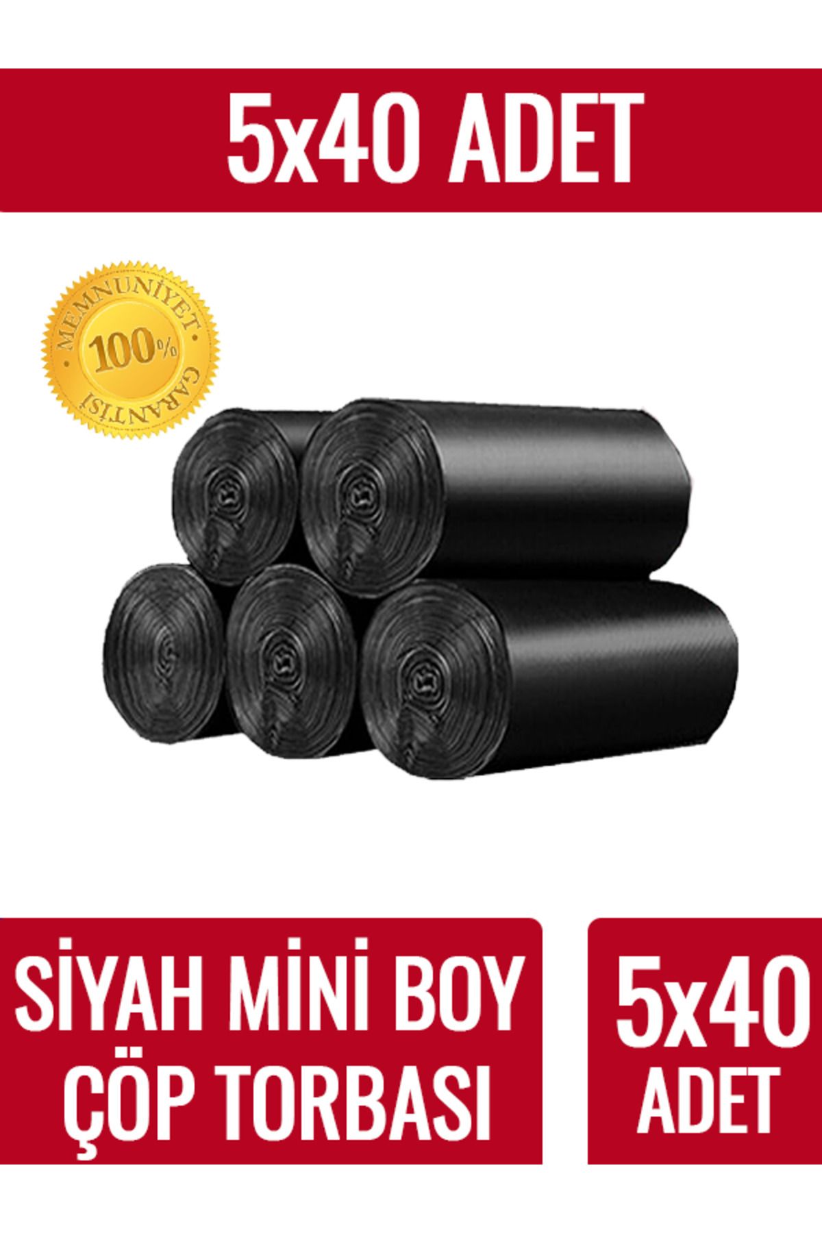 naft Çöp Torbası Siyah Mini Boy Küçük 40'lı 5 Rulo 40x50 Çöp Poşeti