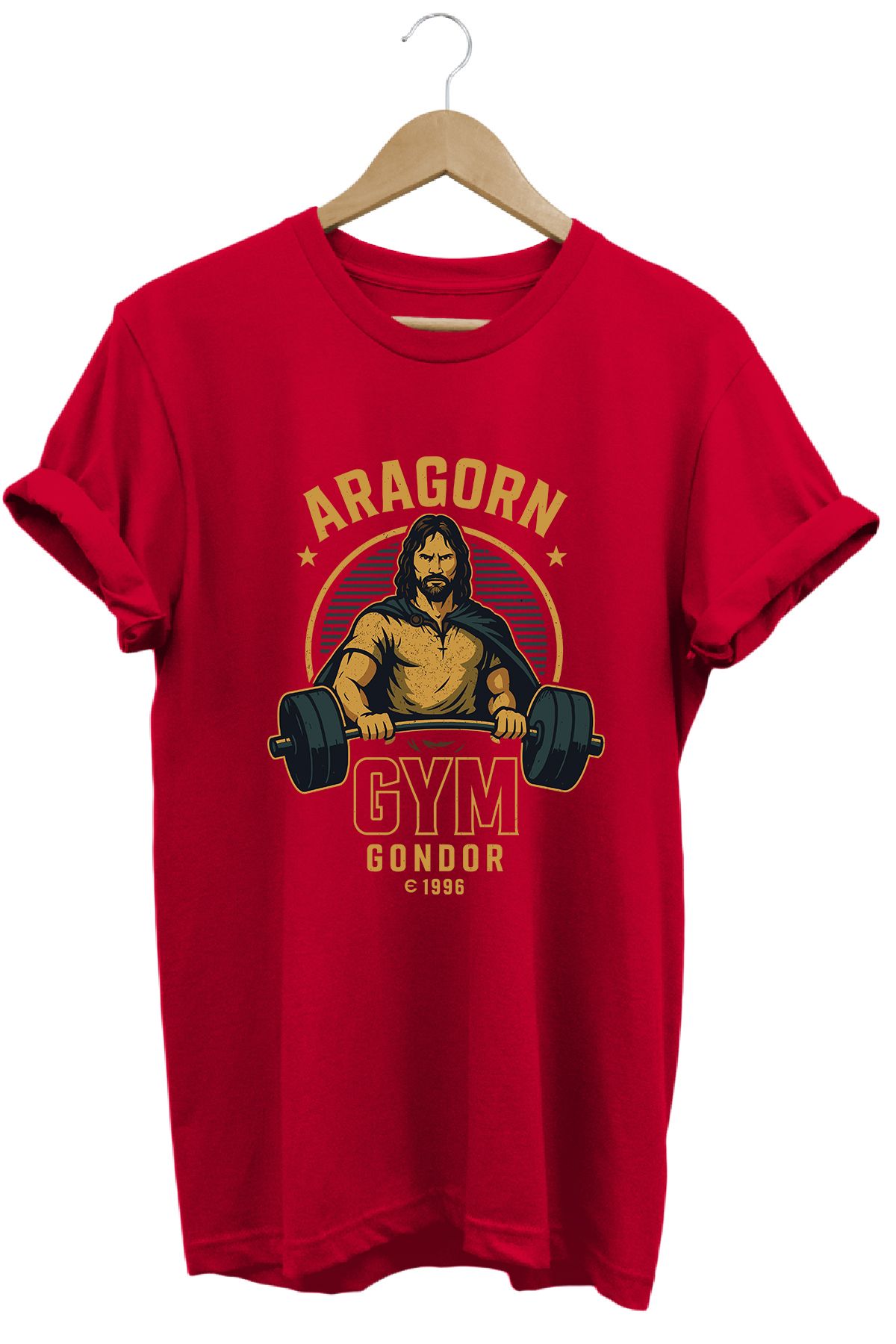 remonz Aragorn Gym LOTR Regular Fit %100 Pamuk Yumuşak Dokulu Bisiklet Yaka Tişört