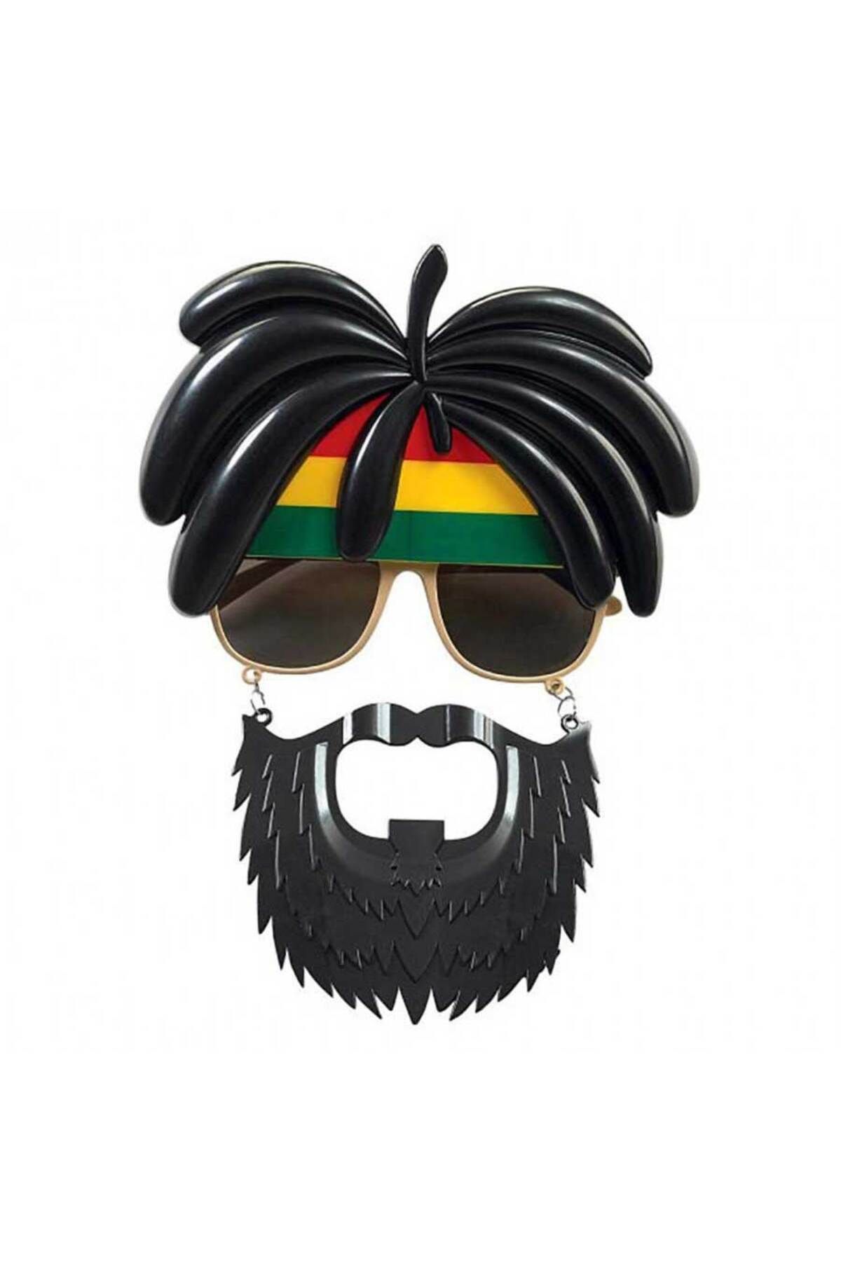 Skygo Rasta Peruklu Rasta Sakallı Bob Marley Bıyıklı Parti Gözlüğü 27x18 cm
