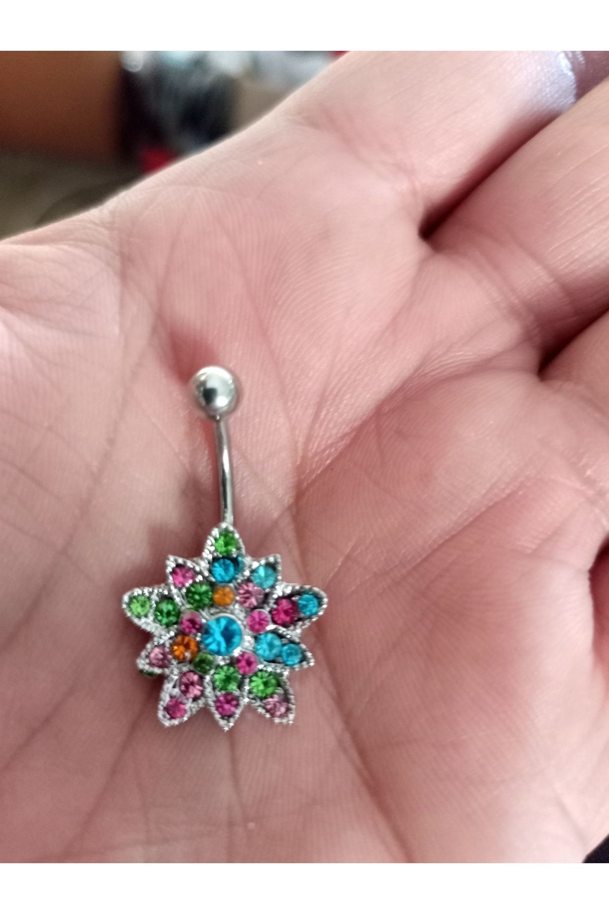 BUĞLEM Göbek Piercing Cerrahi Çelik 316L Gümüş Renk Paslanmaz Kararmaz