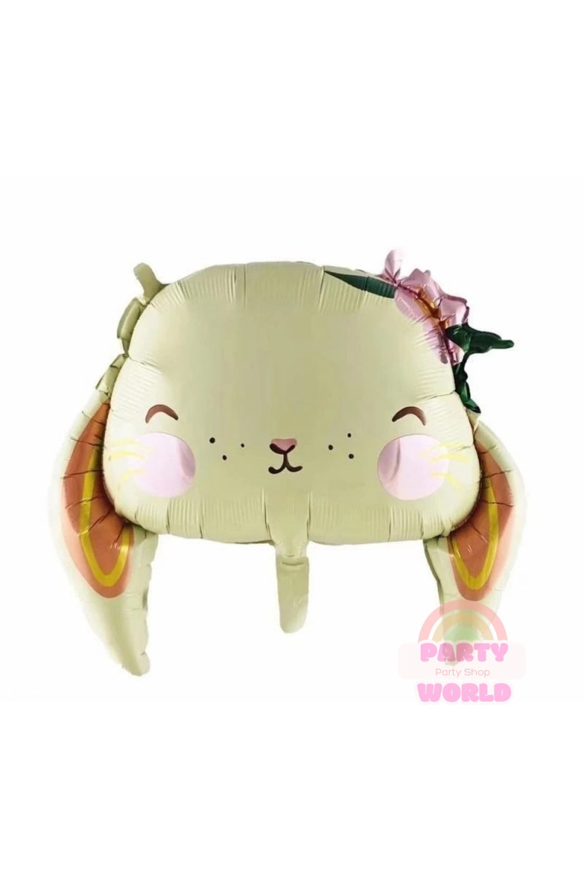 party world Çiçekli Tavşan Folyo Balon – 65x54 cm – 1 Adet