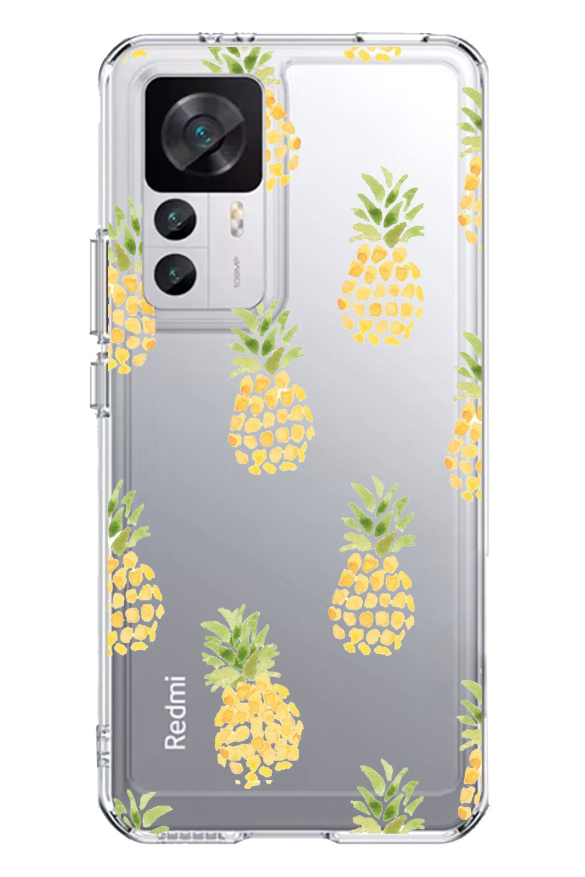TechTree Xiaomi Mi 12T - 12T PRO Uyumlu Ananas Tasarımlı Şeffaf Silikon Kılıf