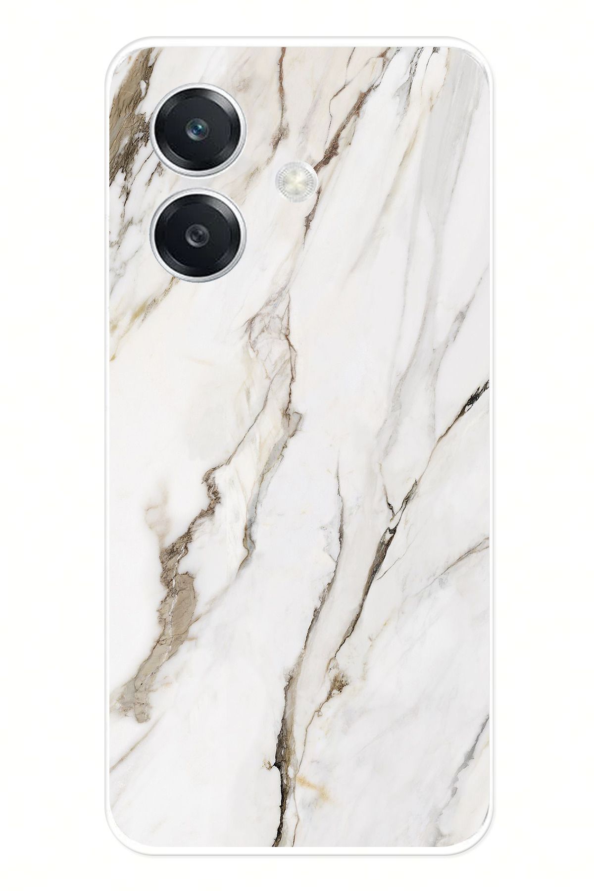 TechTree Oppo A3 Uyumlu Beyaz Mermer Şeffaf Silikon Kılıf