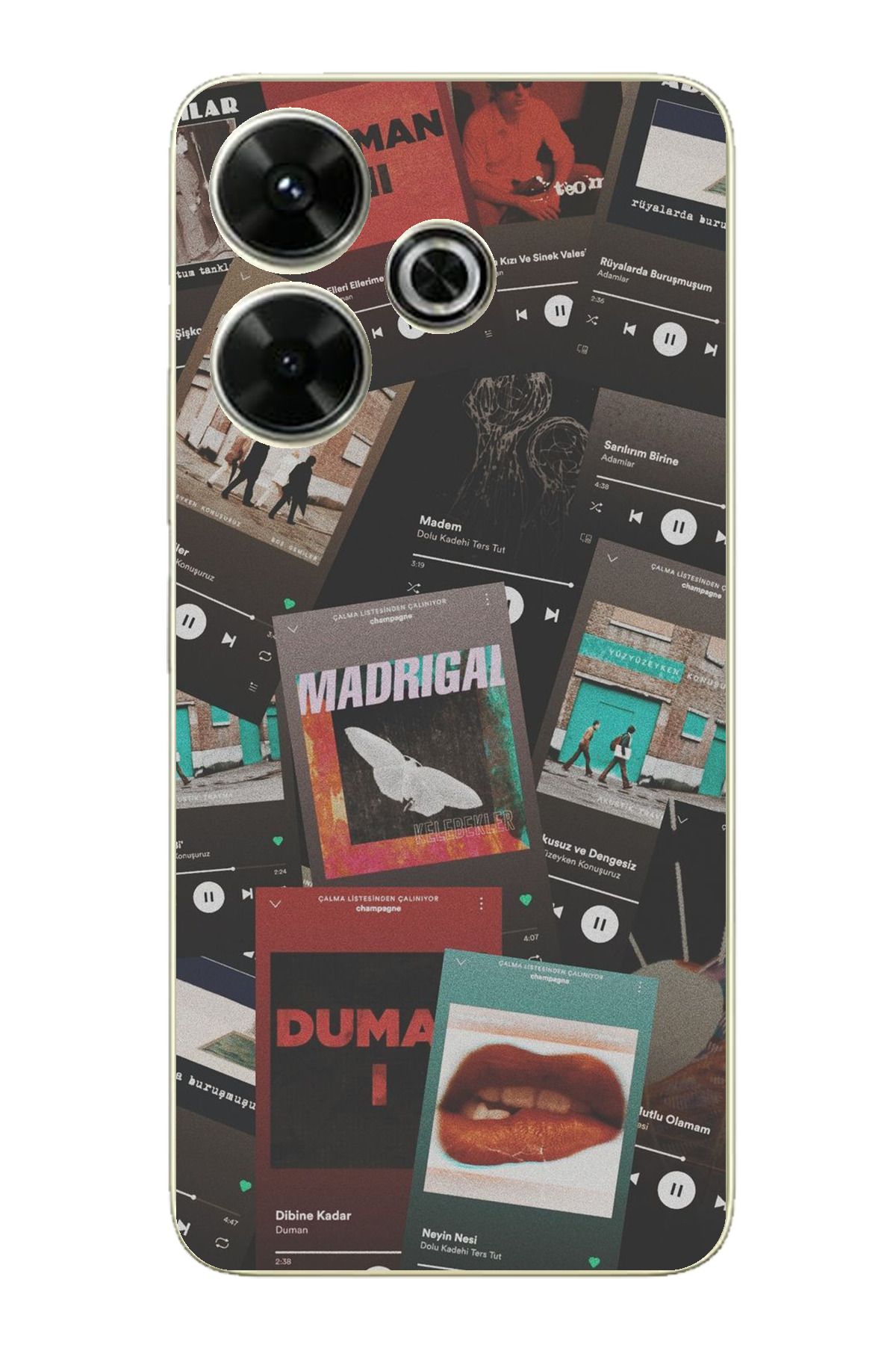 TechTree Redmi 13 Uyumlu Türkçe Rock Müzikler Tasarımlı Şeffaf Silikon Kılıf