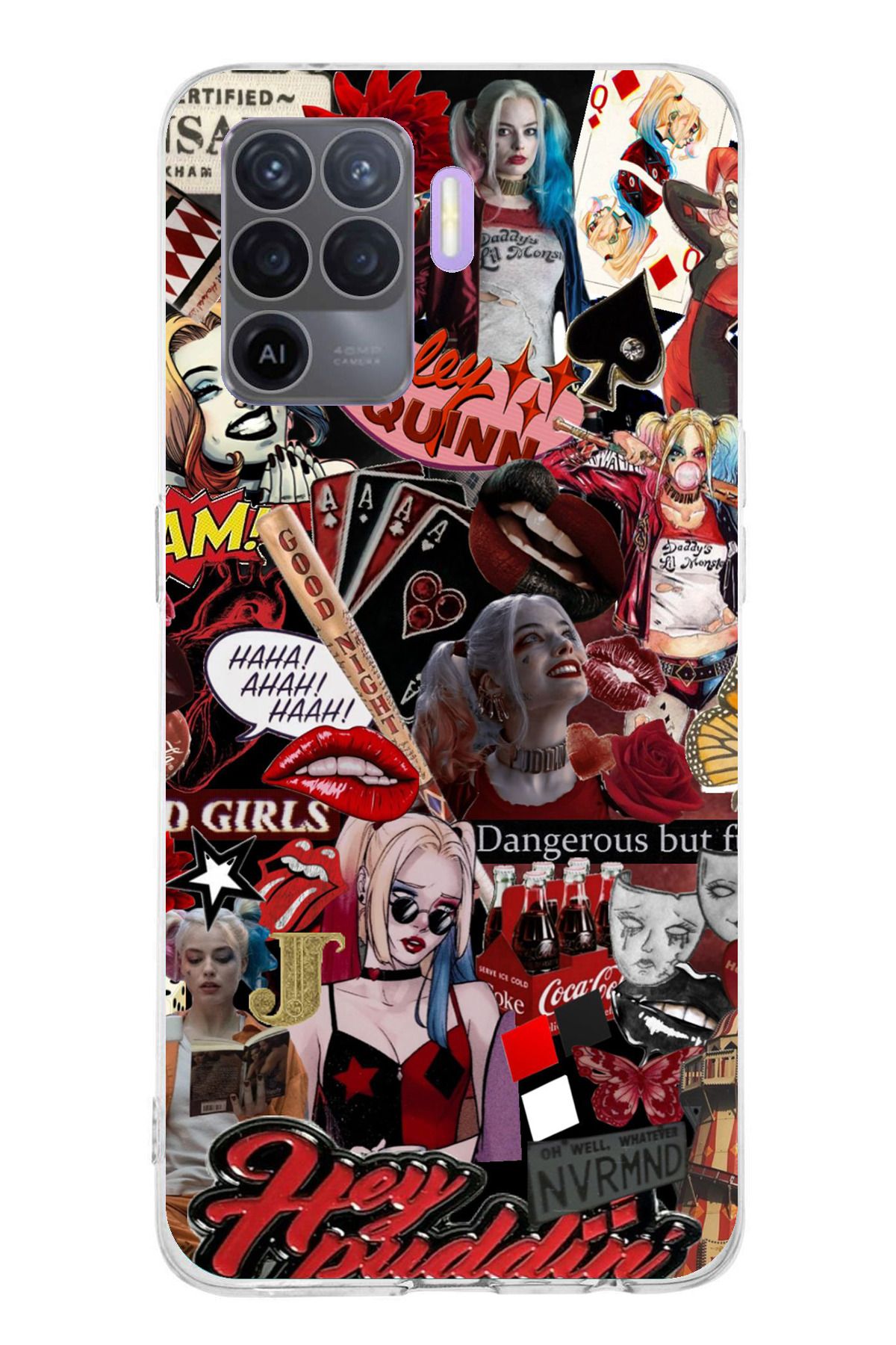 TechTree Oppo Reno 5 Lite Uyumlu Harley Quinn Şeffaf Silikon Kılıf
