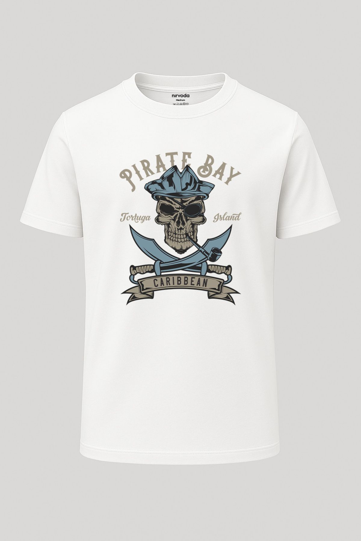 nirvoda Unisex Korsan Kurukafa Baskılı Tişört - Uzun T-shirt