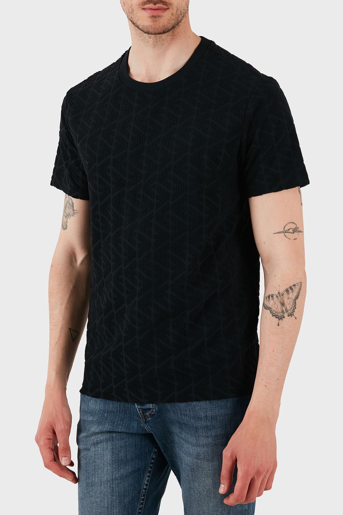Emporio Armani Kabartma Logolu Regular Fit Bisiklet Yaka T Shirt Erkek T SHİRT EM000692 AF12362 UC00