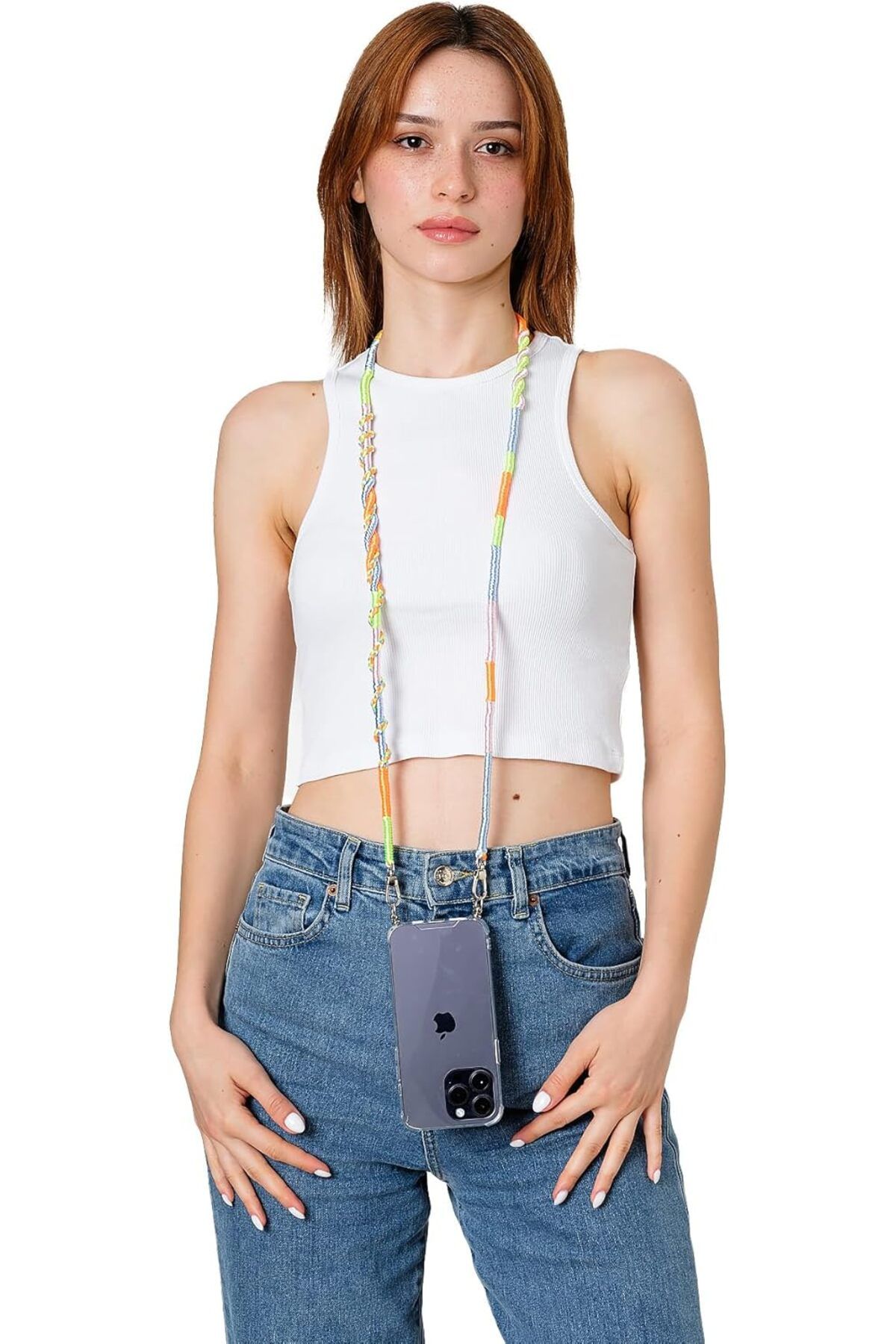 DERİK KADROĞLU Daisy Rengarenk 110 Cm El Örgüsü Telefon ve Çanta Askısı Yeni 1107872