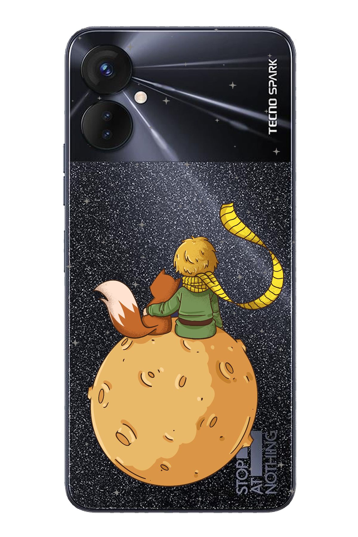 TechTree Tecno Spark 9 Pro Uyumlu Küçük Prens Gezegen Boa Tasarımlı Şeffaf Silikon Kılıf