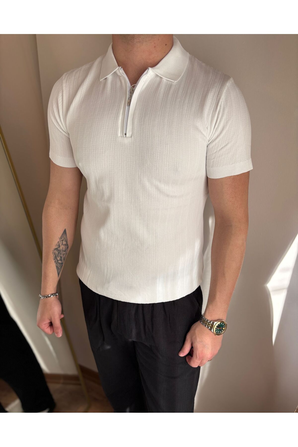 G&G WARDROBE FERMUAR DETAYLI POLO YAKA TRIKO