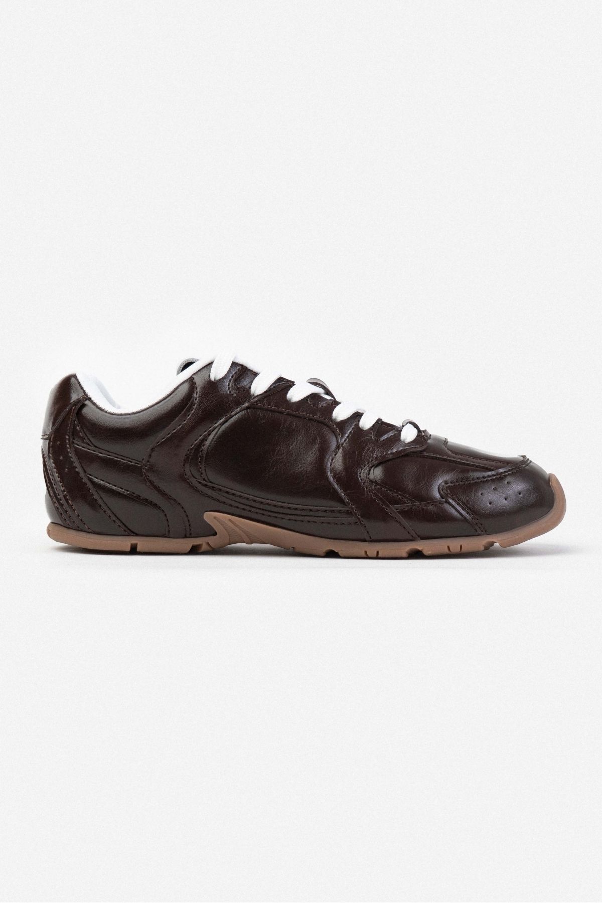 NİŞANTAŞI SHOES-Damskie trampki sznurowane Fabian Brown Matte Flat Sole 6