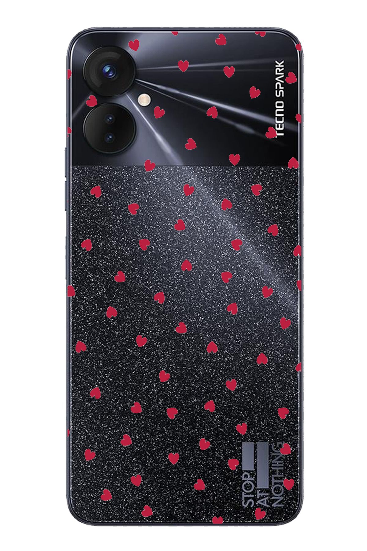 TechTree Tecno Spark 9 Pro Uyumlu Kırmızı Kalpler Tasarımlı Şeffaf Silikon Kılıf