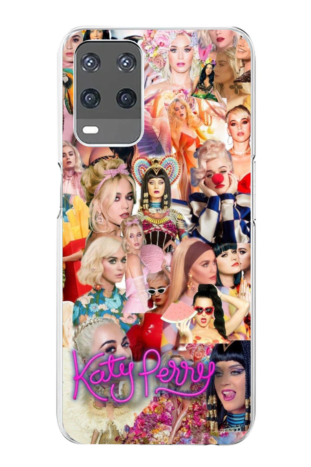 TechTree Oppo A54 Uyumlu Katy Perry Kolaj Şeffaf Silikon Kılıf