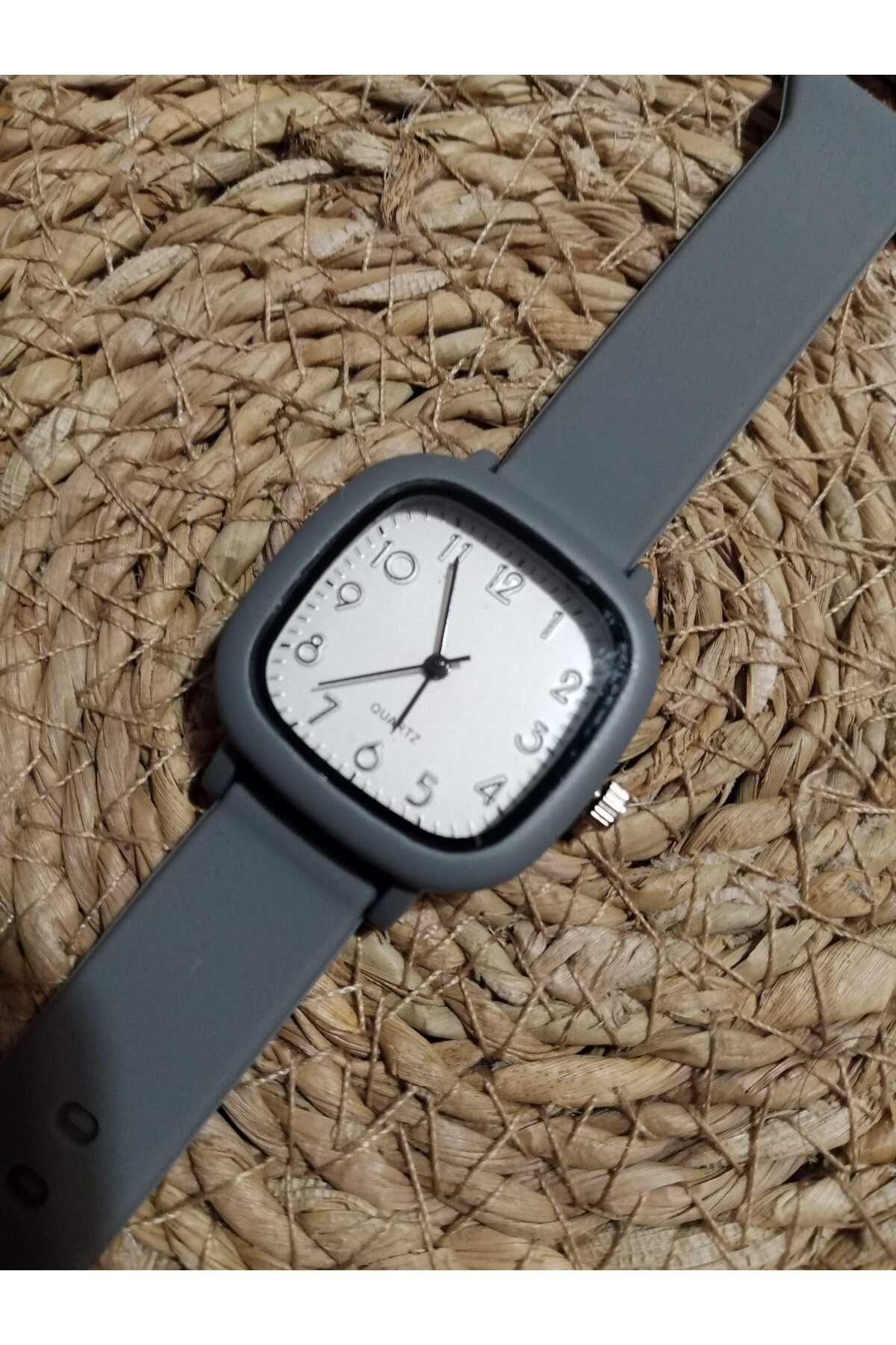 Brality Kadın Erkek Unisex Kadın Kol Saati - Analog Ayarlı - Gri Silikon Kordon
