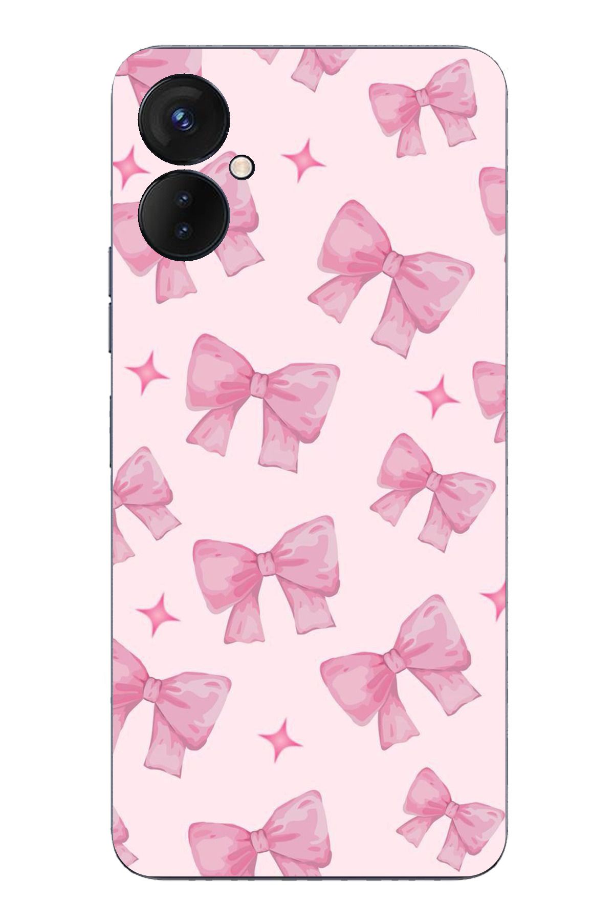 TechTree Tecno Spark 9 Pro Uyumlu Pembe Fiyonklar Şeffaf Silikon Kılıf