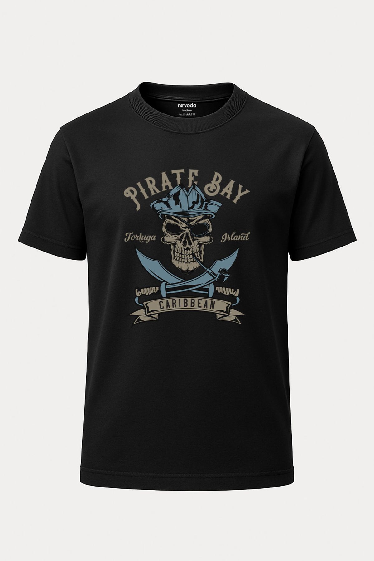 nirvoda Unisex Korsan Kurukafa Baskılı Tişört - Uzun T-shirt