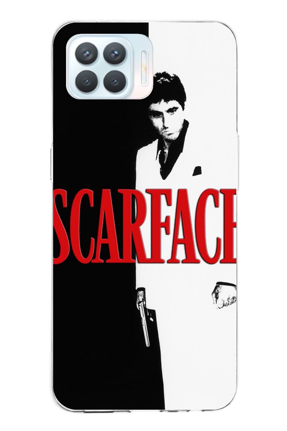 TechTree Oppo Reno 4 Lite Uyumlu Scarface Kapak Tasarımlı Şeffaf Silikon Kılıf